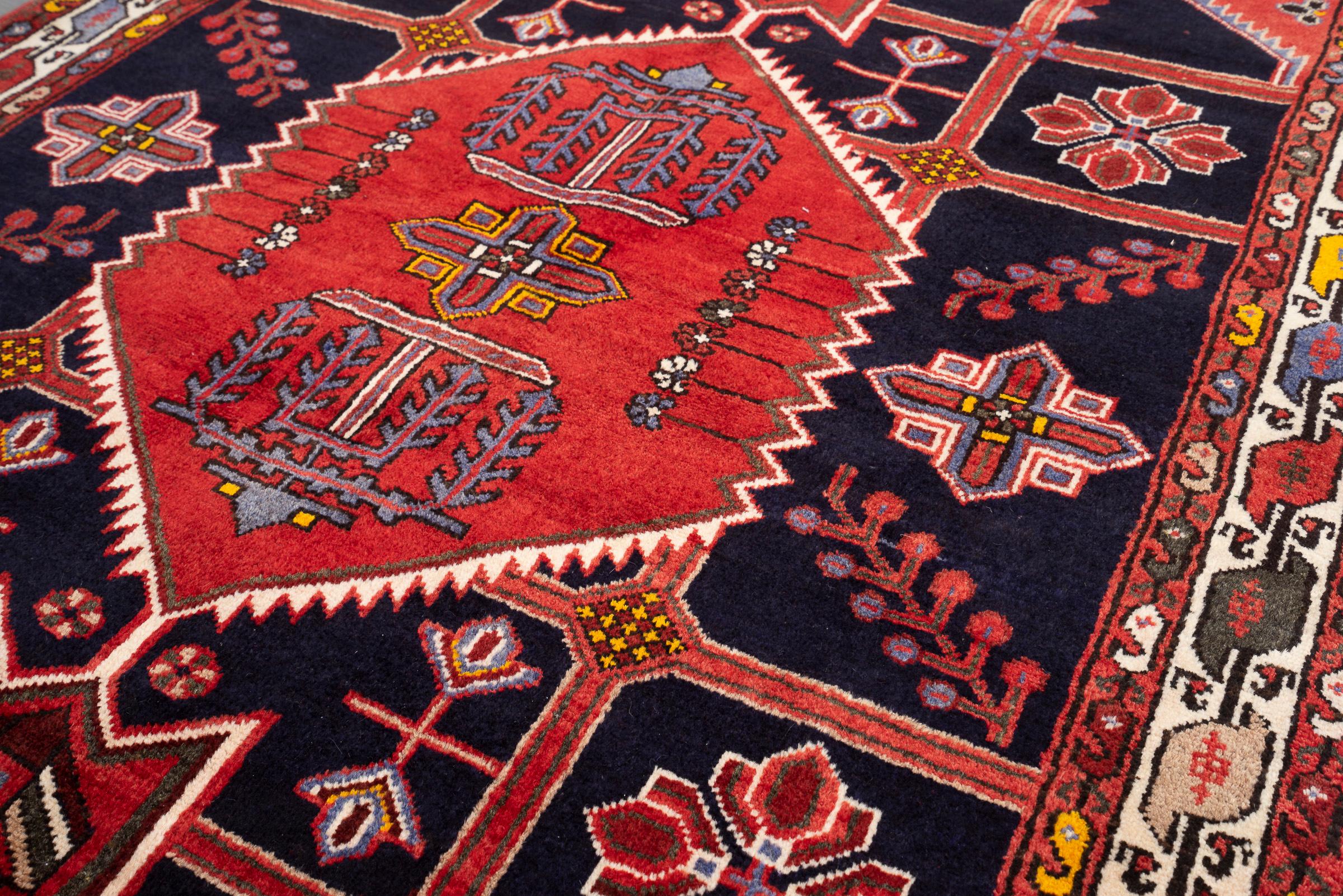 Vintage Red Shahsavan Qaliche Persian Rug