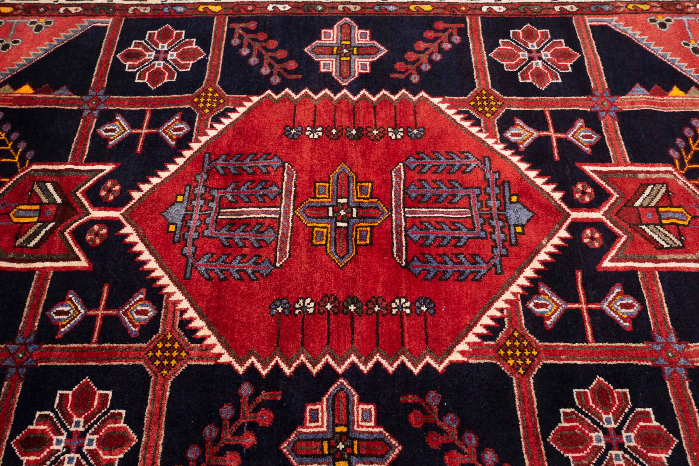 Vintage Red Shahsavan Qaliche Persian Rug