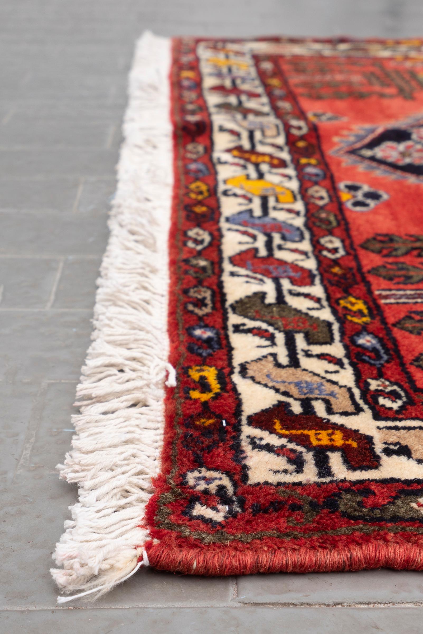 Vintage Red Shahsavan Qaliche Persian Rug