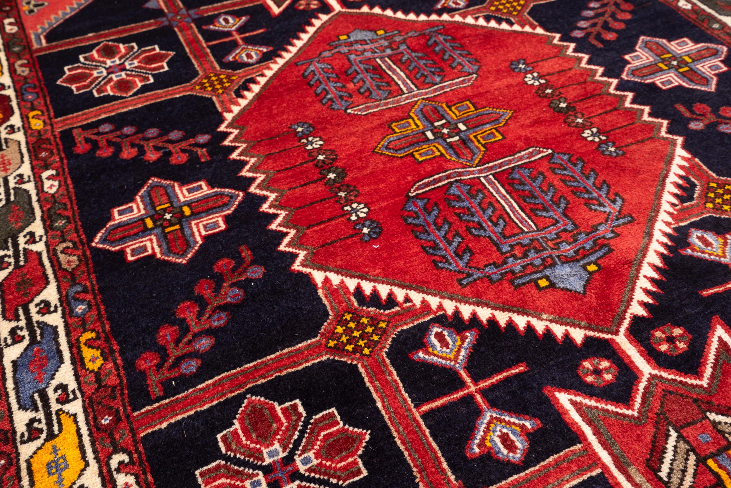 Vintage Red Shahsavan Qaliche Persian Rug
