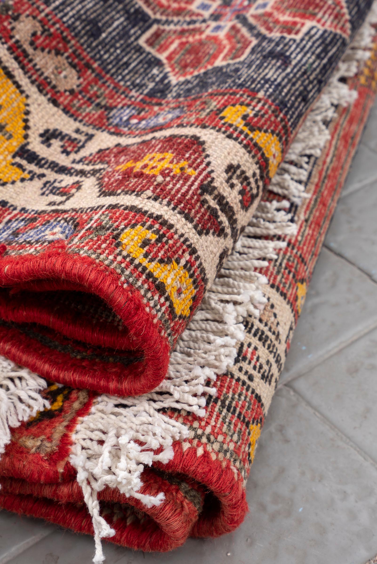 Vintage Red Shahsavan Qaliche Persian Rug