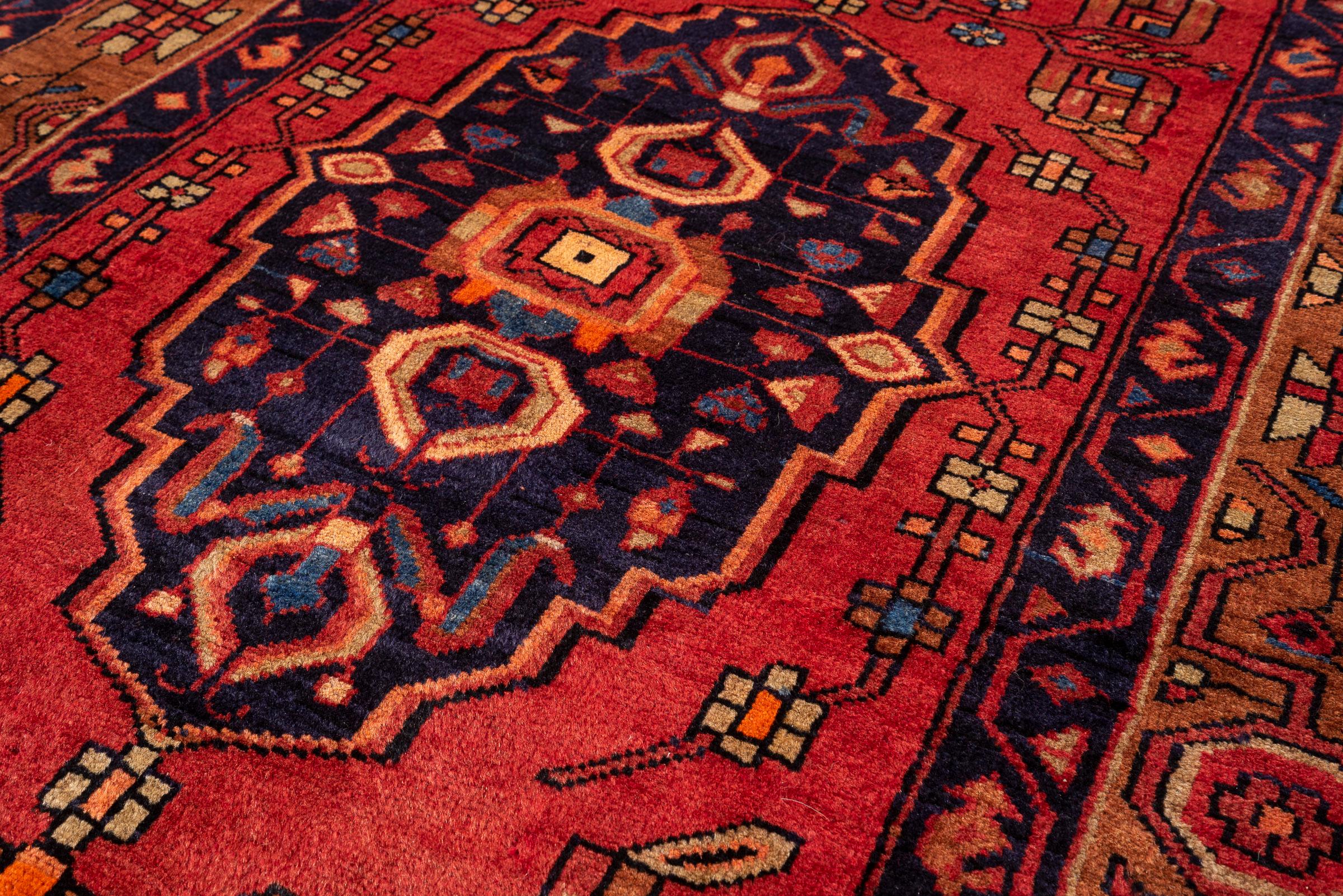 Miane Seven Medallion Persian Runner Rug, Mid 20th Century