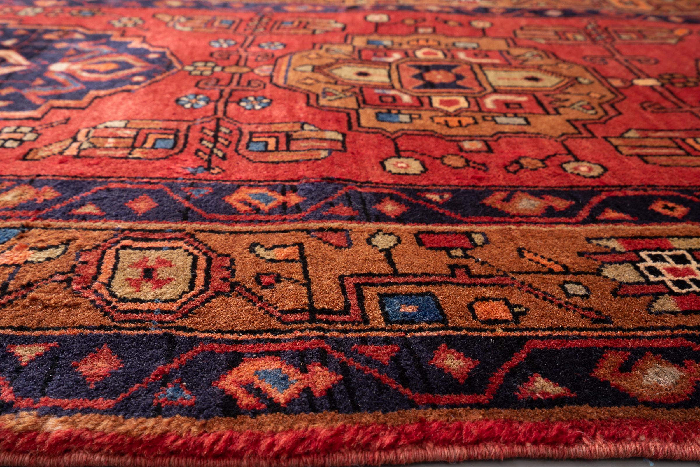 Miane Seven Medallion Persian Runner Rug, Mid 20th Century