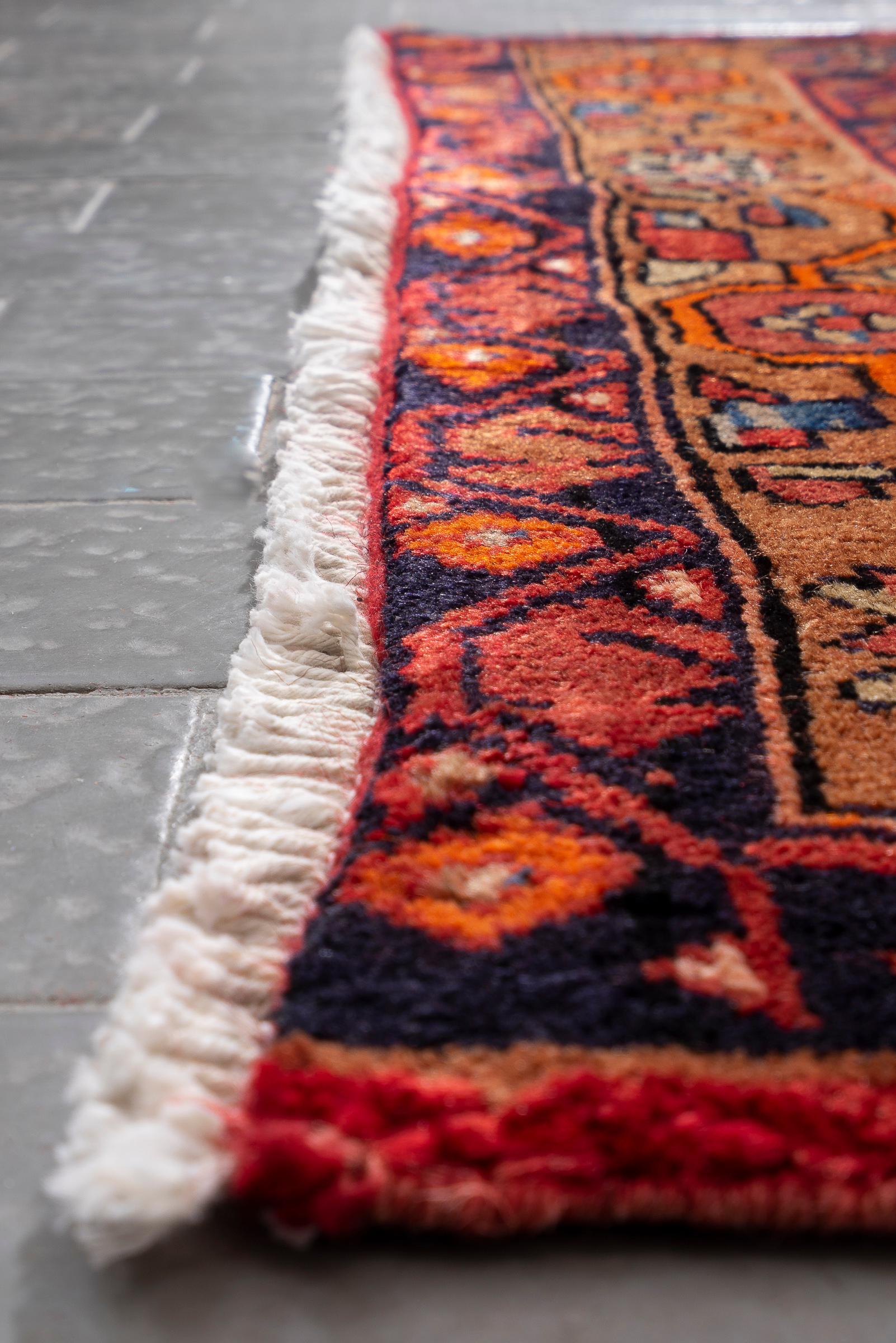 Miane Seven Medallion Persian Runner Rug, Mid 20th Century