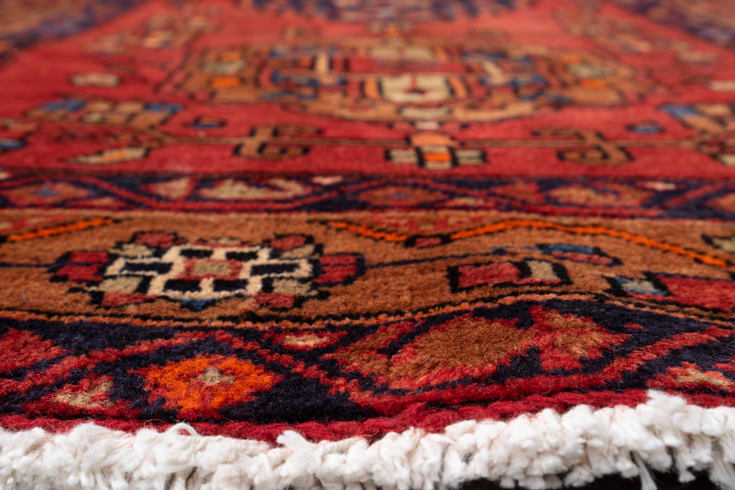 Miane Seven Medallion Persian Runner Rug, Mid 20th Century