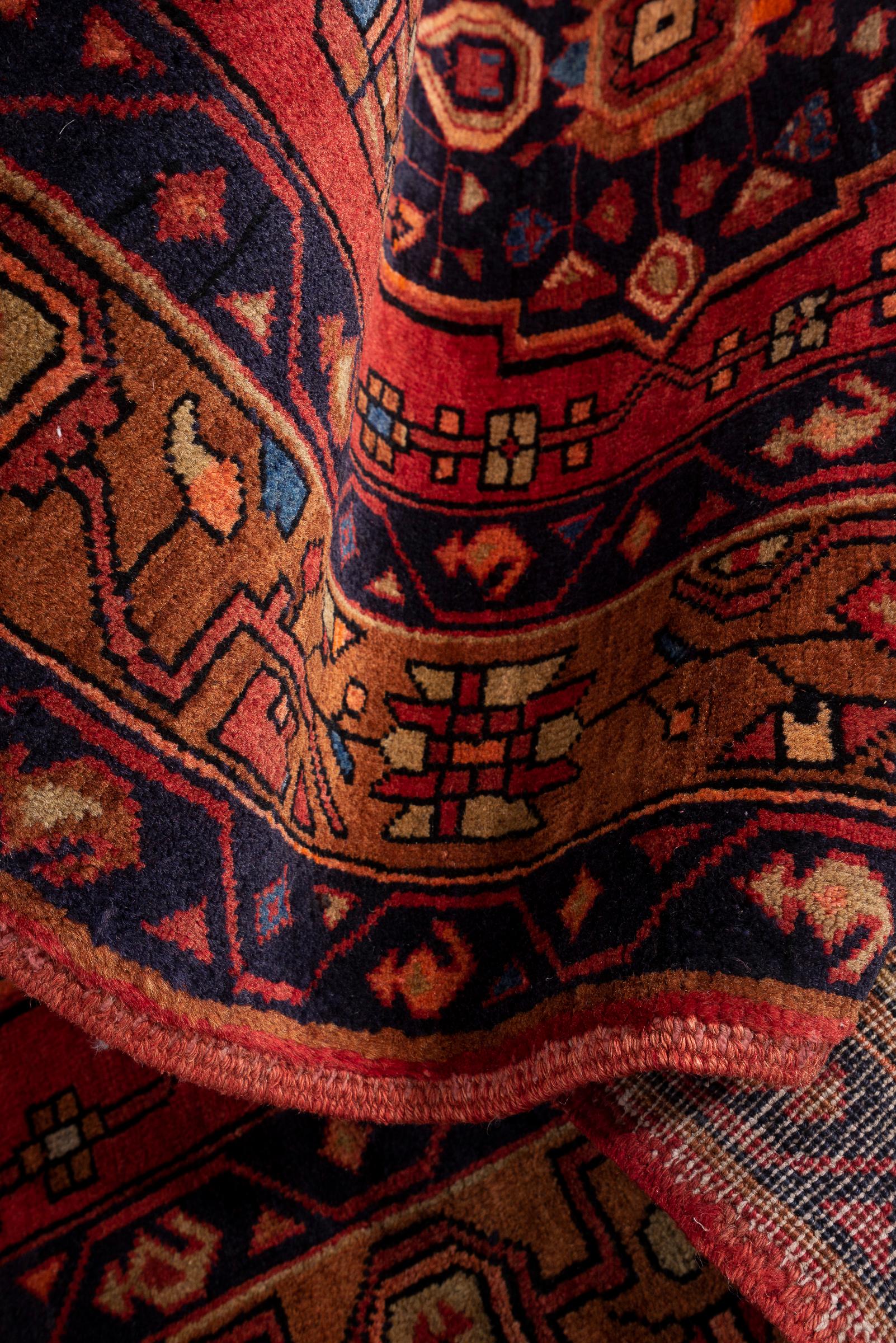 Miane Seven Medallion Persian Runner Rug, Mid 20th Century