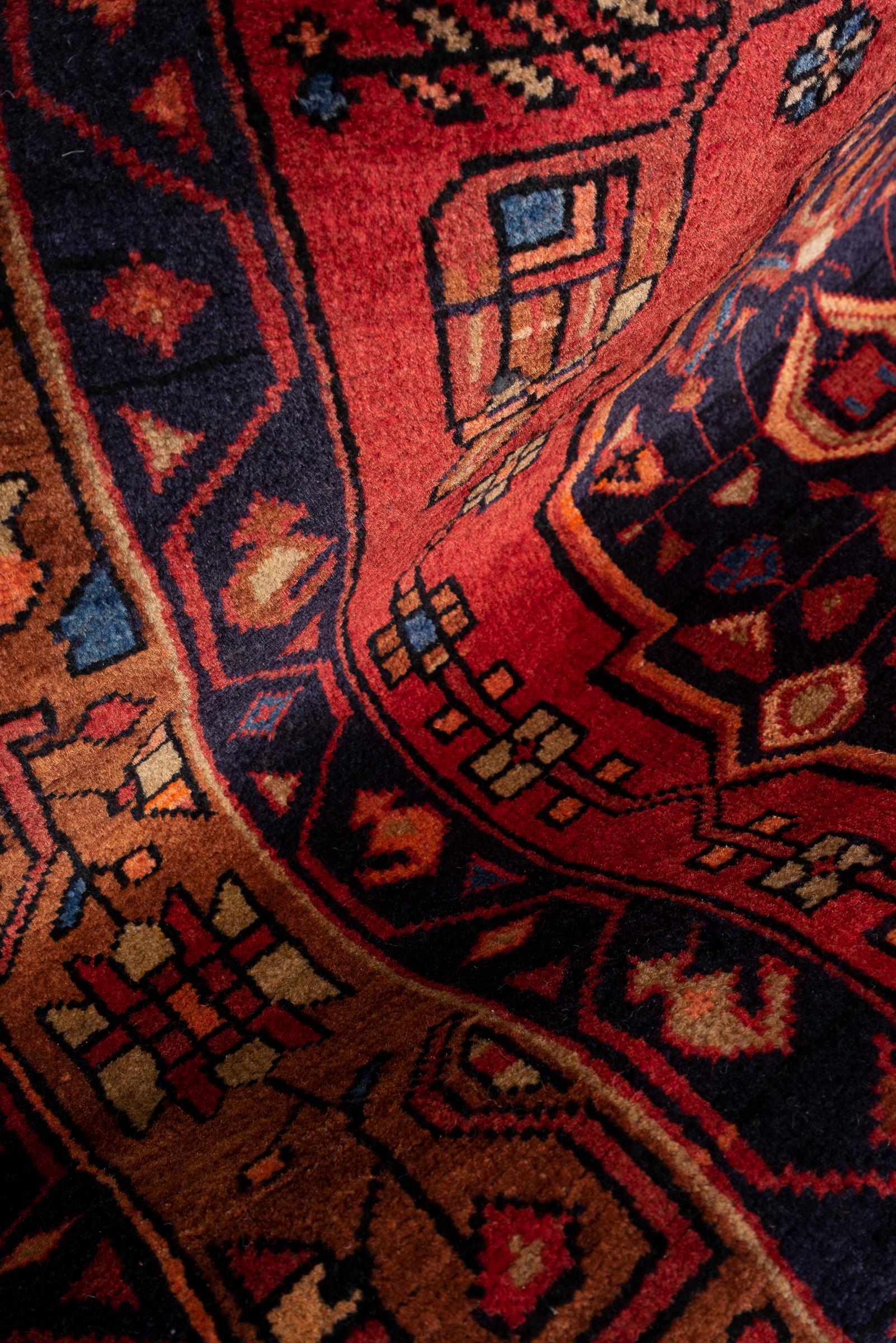 Miane Seven Medallion Persian Runner Rug, Mid 20th Century