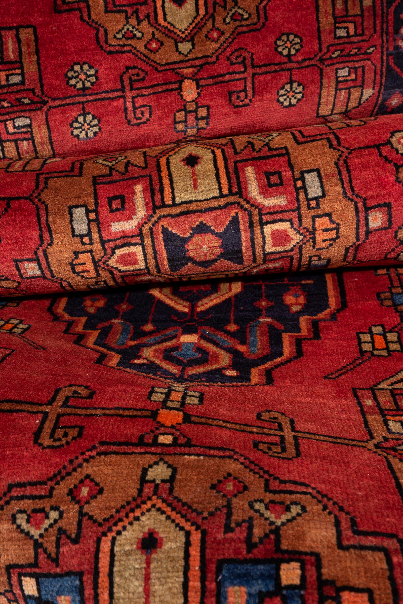 Miane Seven Medallion Persian Runner Rug, Mid 20th Century