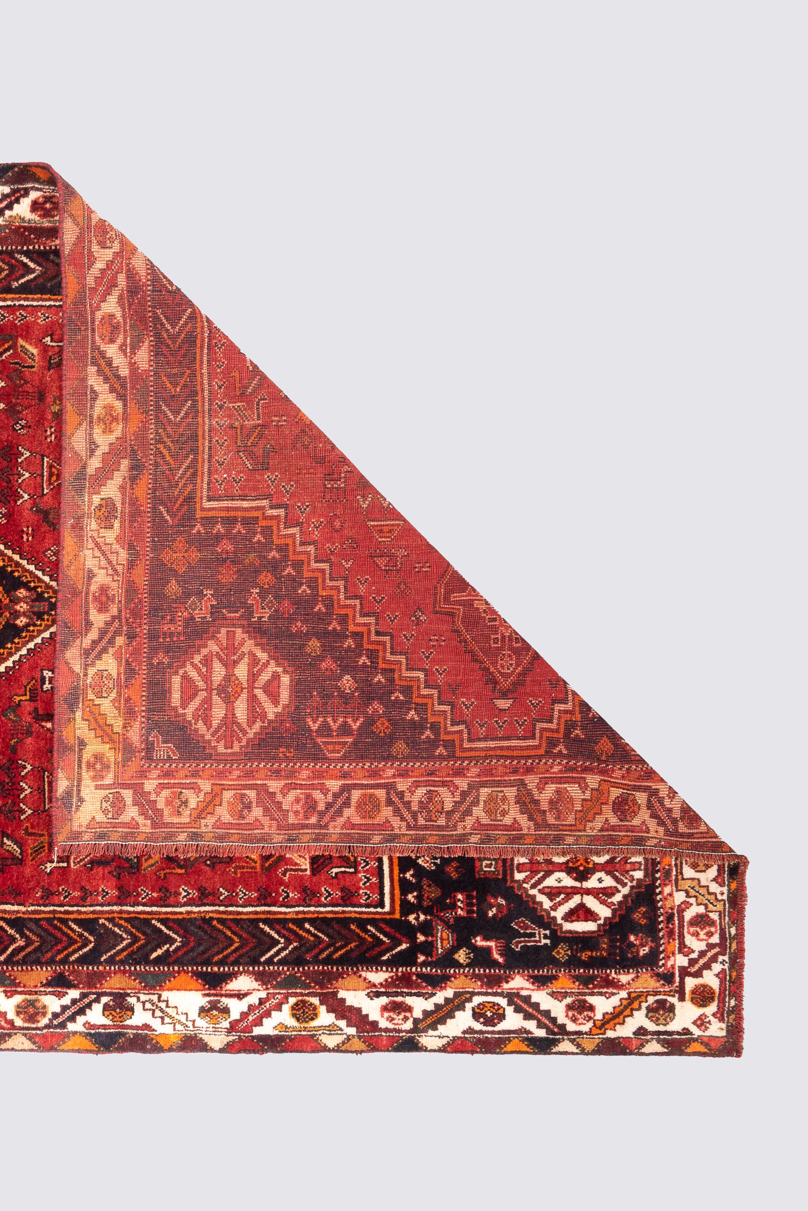 Vintage Dorian Qashqai Double Toranj Persian Rug