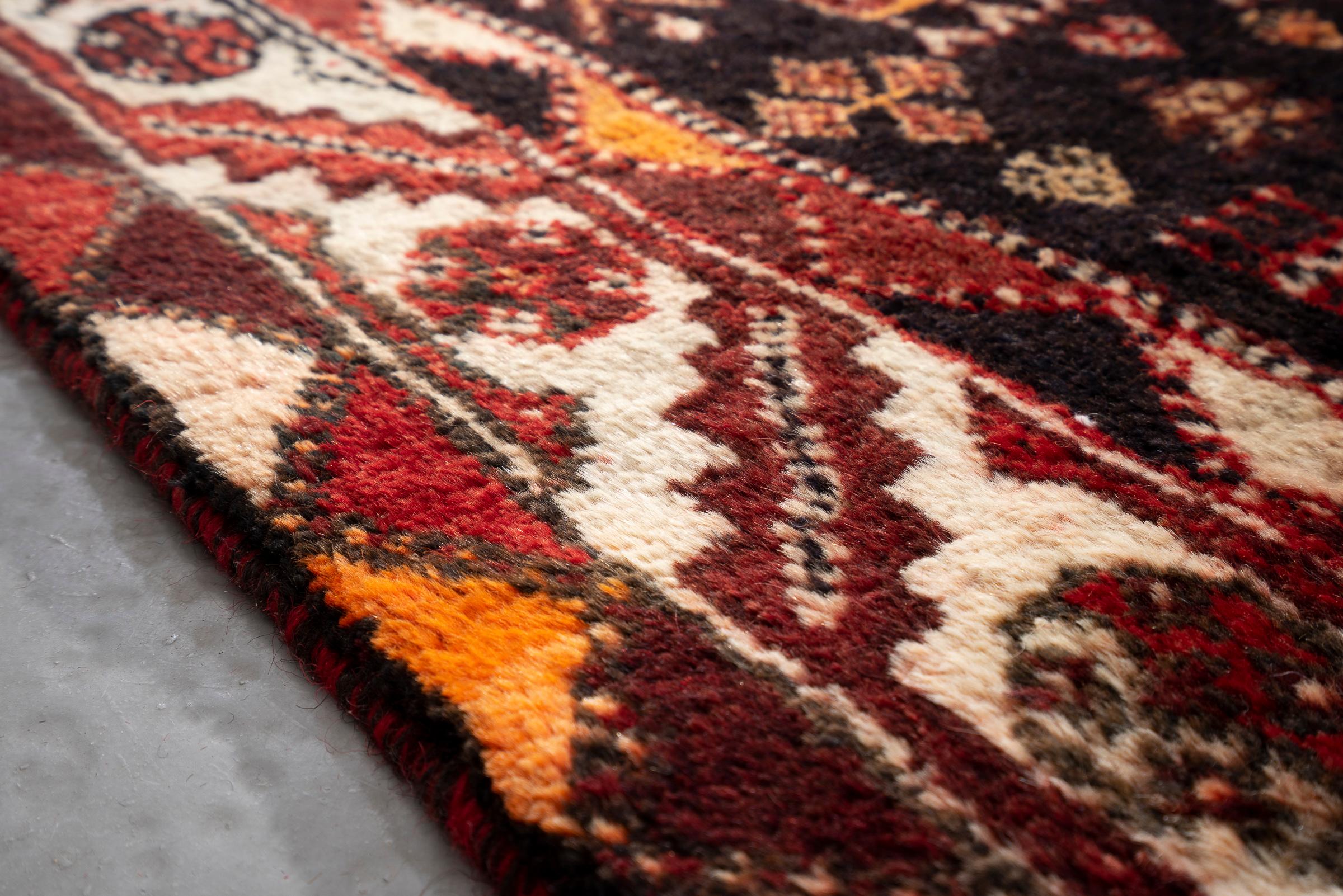 Vintage Dorian Qashqai Double Toranj Persian Rug