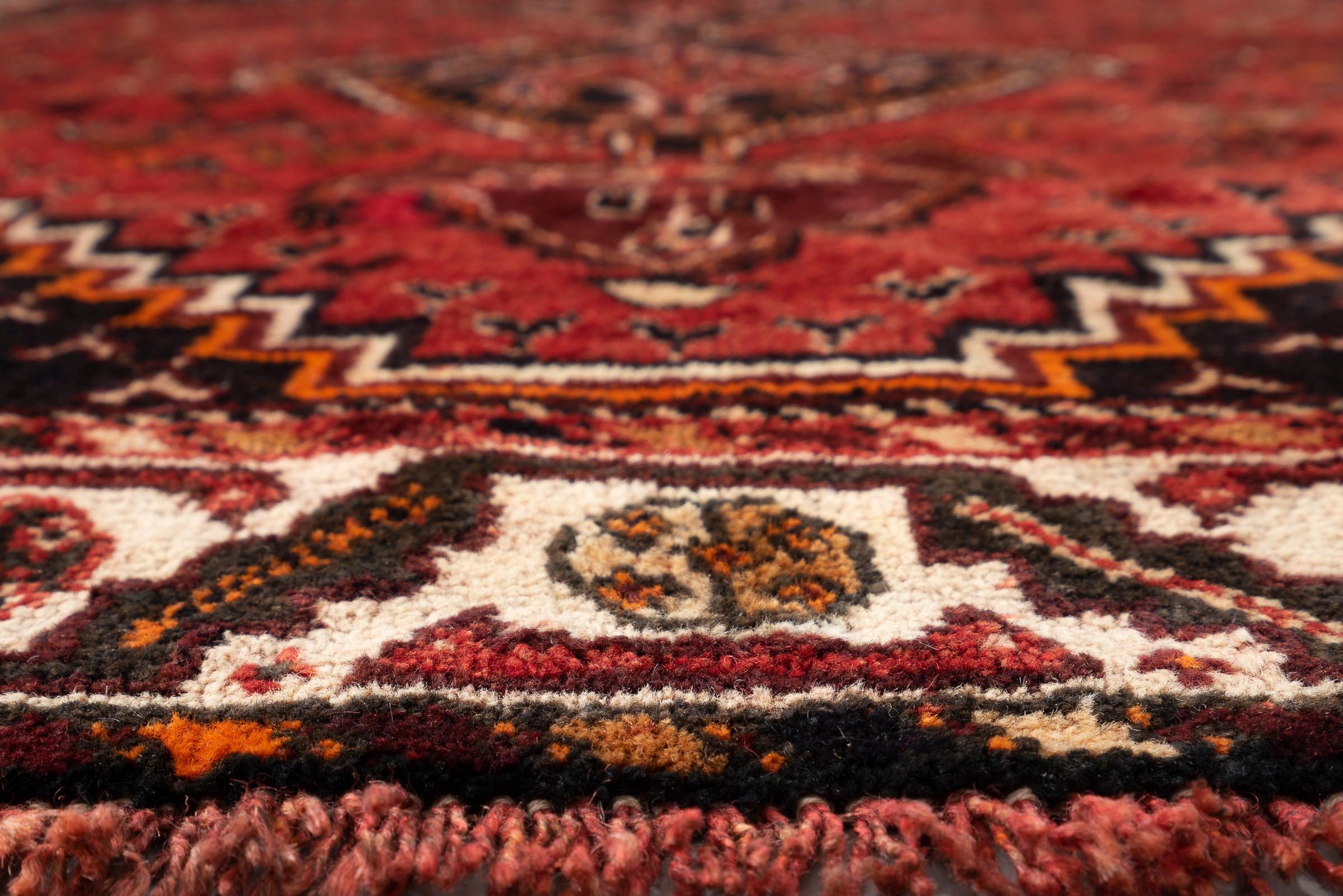 Vintage Dorian Qashqai Double Toranj Persian Rug