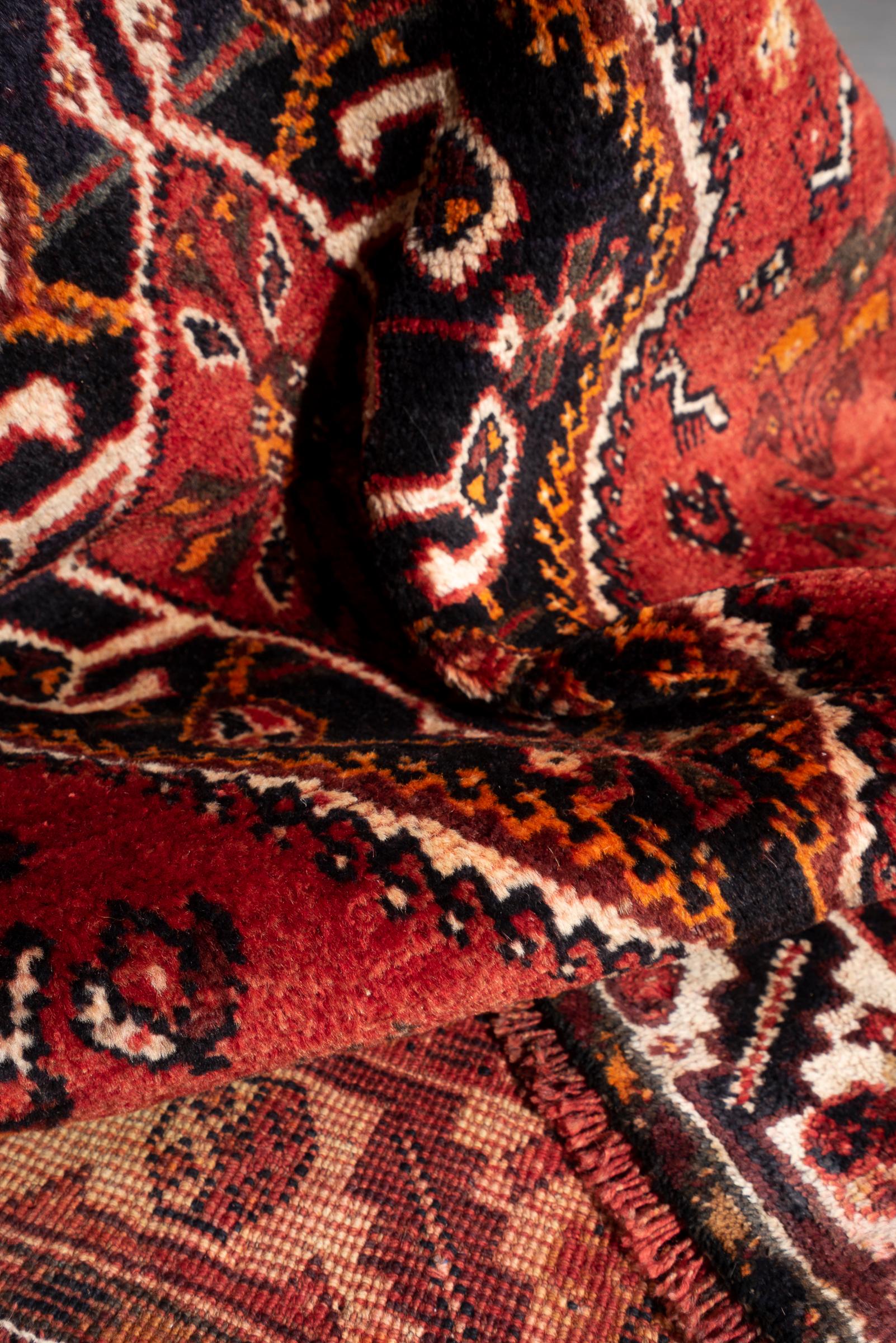 Vintage Dorian Qashqai Double Toranj Persian Rug