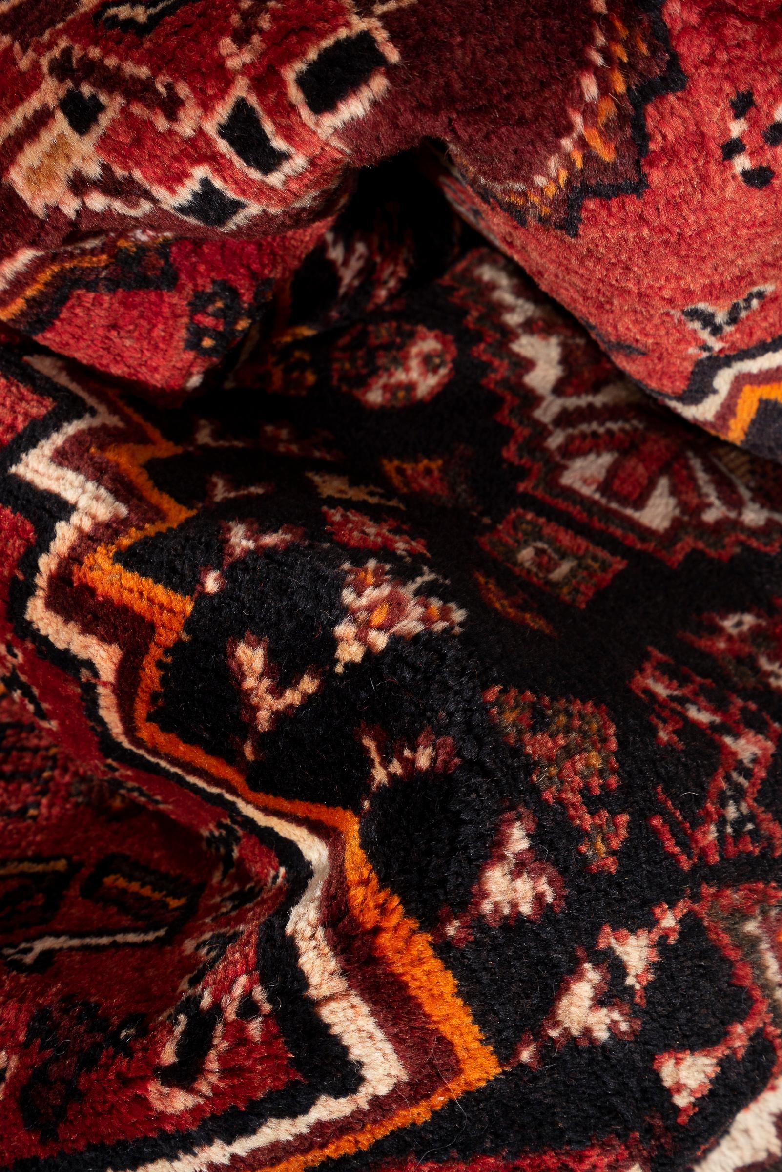 Vintage Dorian Qashqai Double Toranj Persian Rug