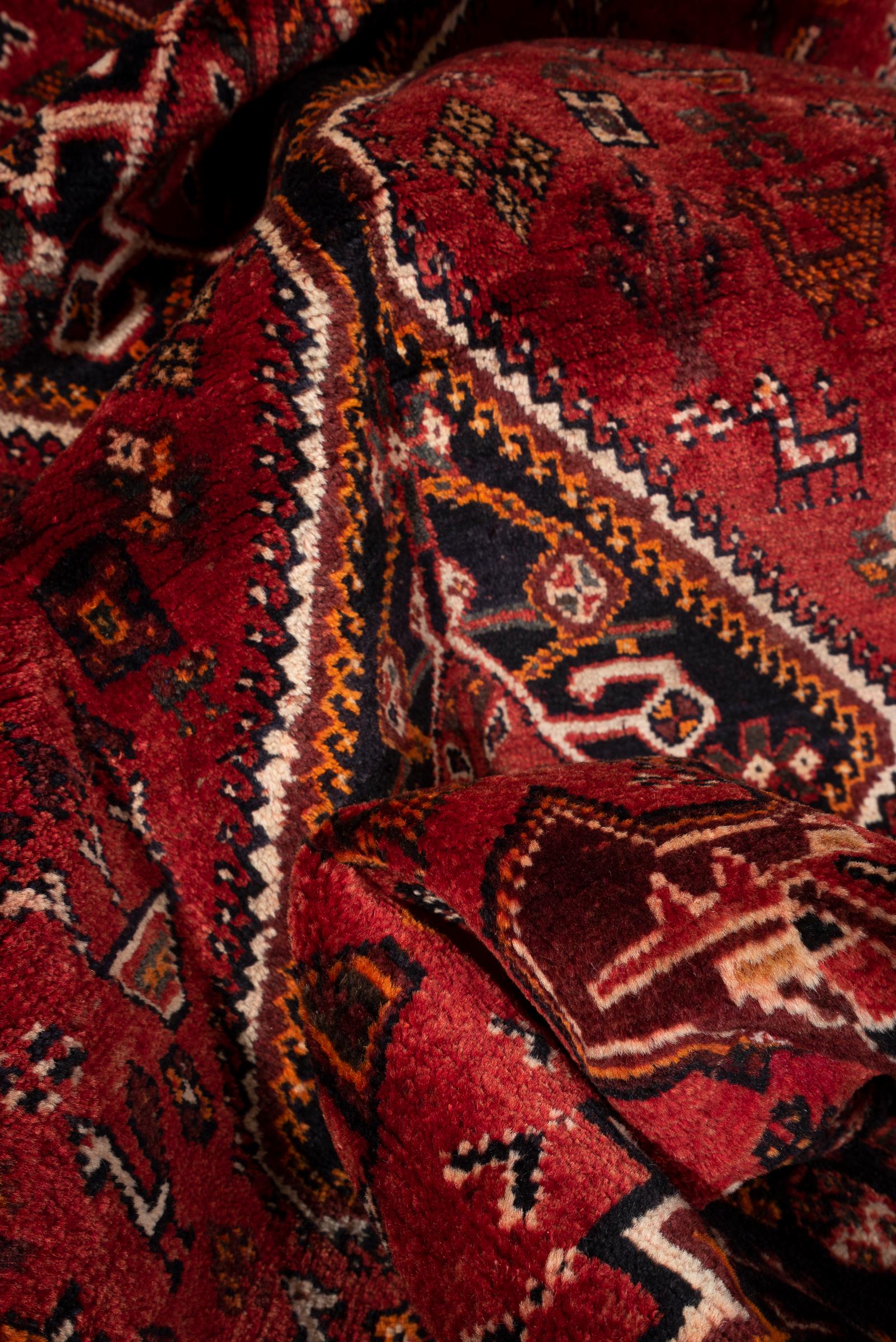 Vintage Dorian Qashqai Double Toranj Persian Rug