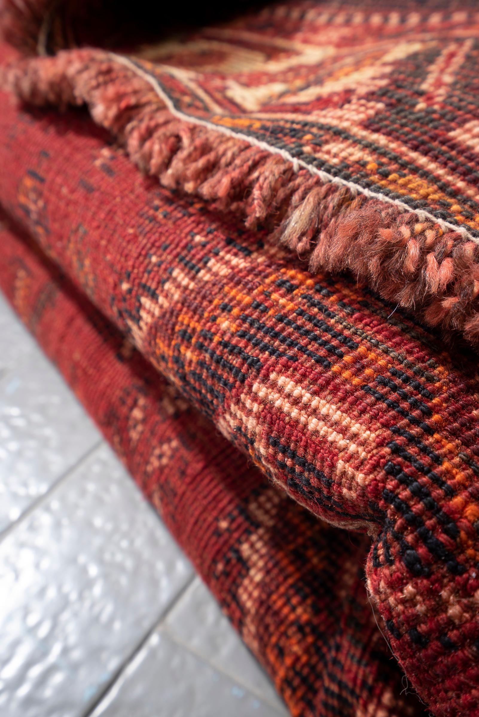 Vintage Dorian Qashqai Double Toranj Persian Rug