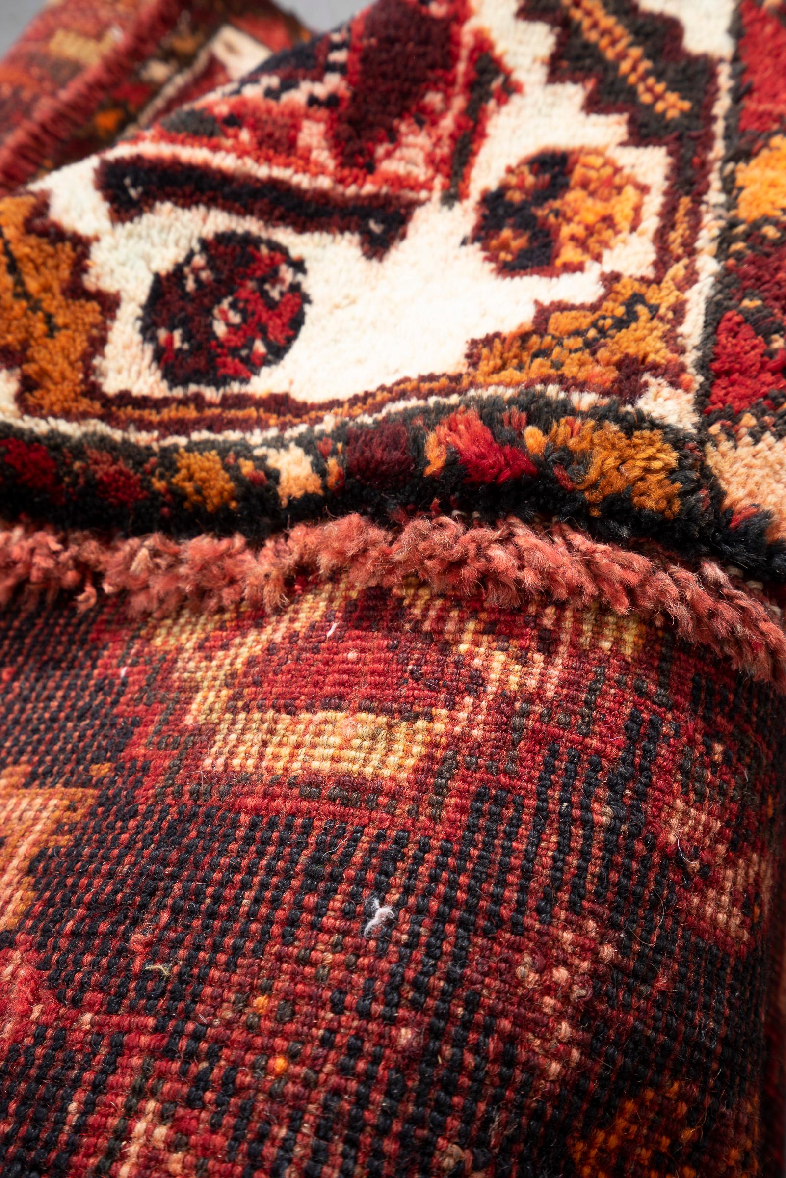 Vintage Dorian Qashqai Double Toranj Persian Rug