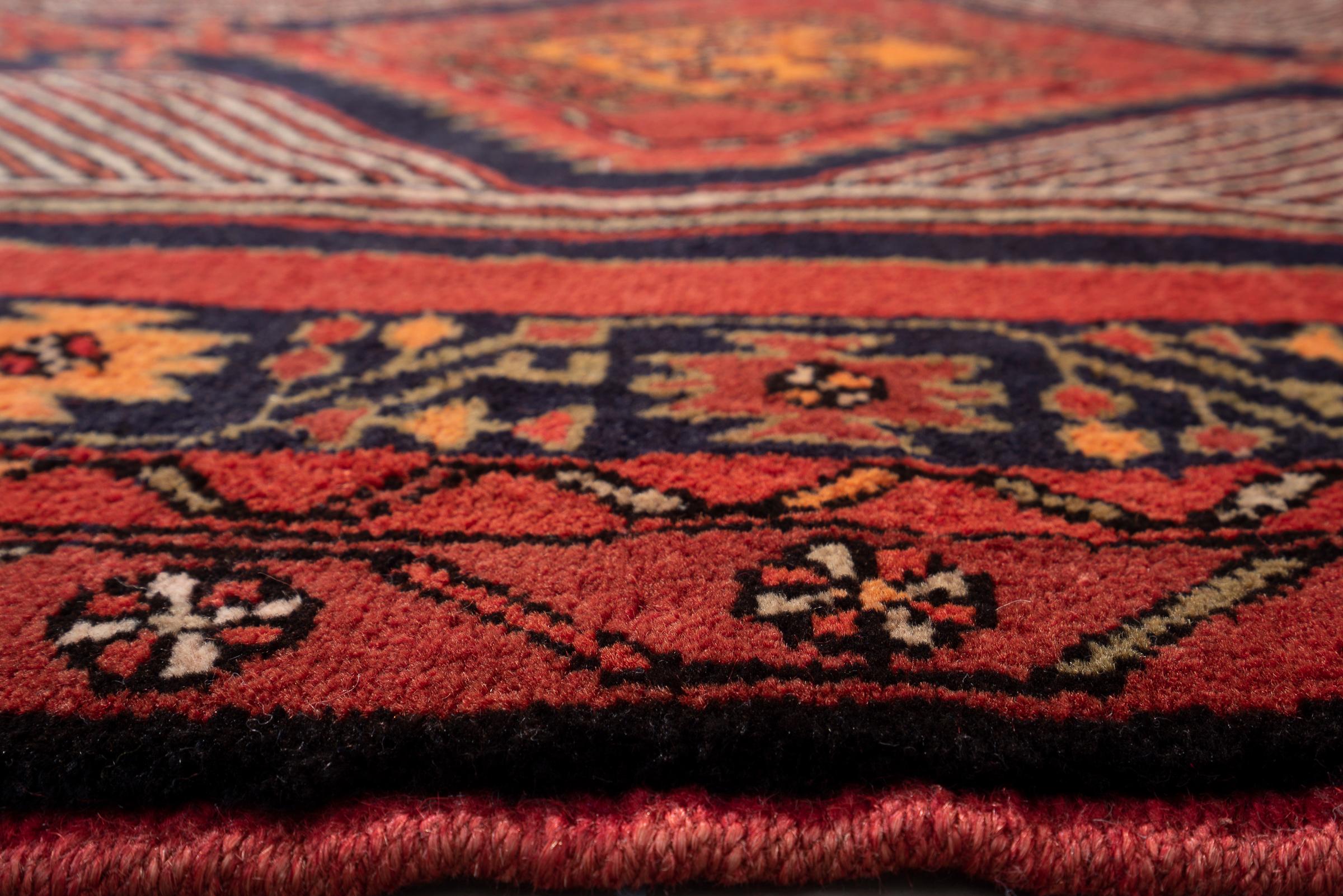 Miane Qalami Triple Medallion Persian Runner Rug, Mid 20th Century