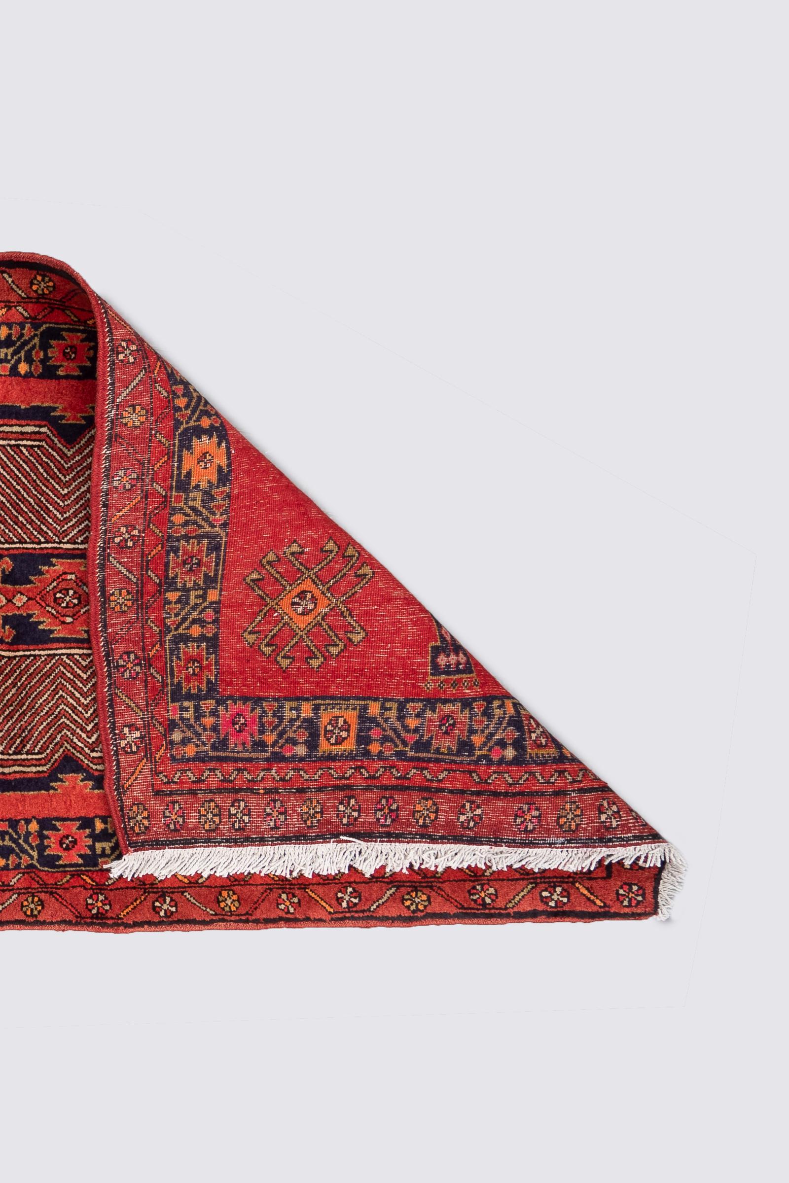 Miane Qalami Triple Medallion Persian Runner Rug, Mid 20th Century