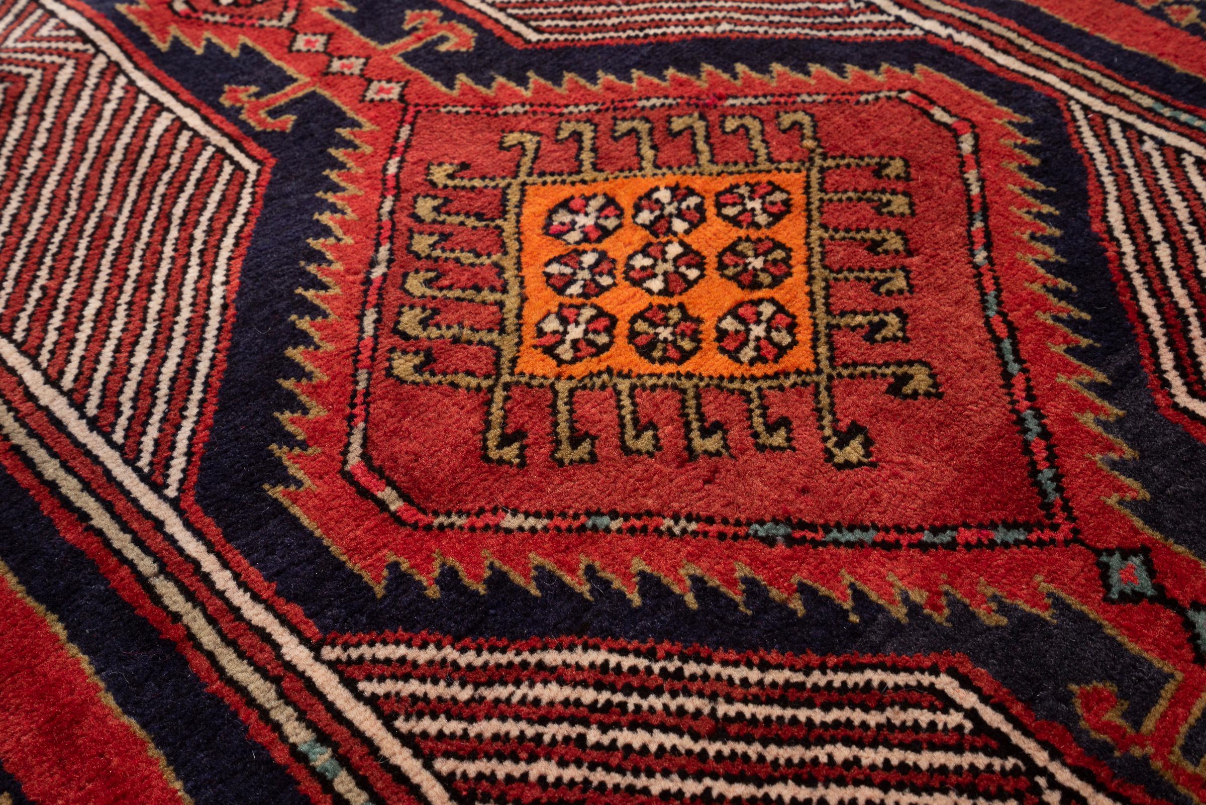Miane Qalami Triple Medallion Persian Runner Rug, Mid 20th Century