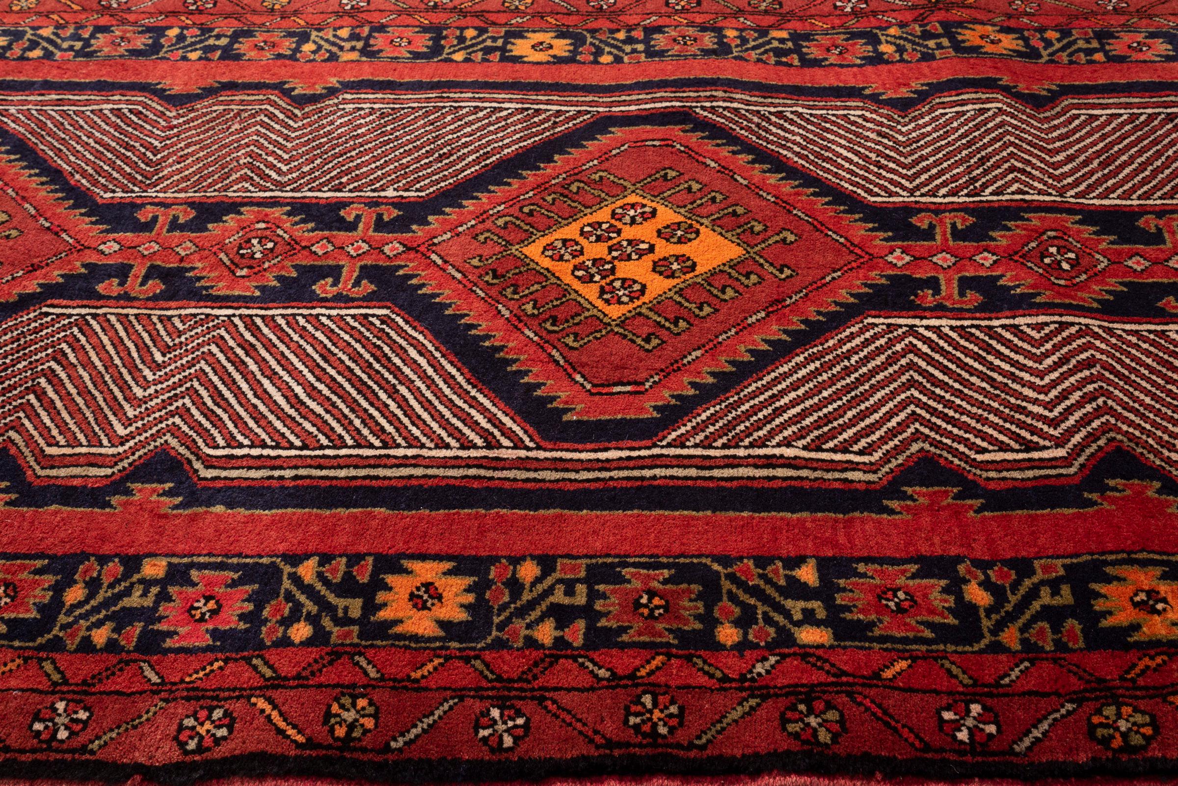 Miane Qalami Triple Medallion Persian Runner Rug, Mid 20th Century