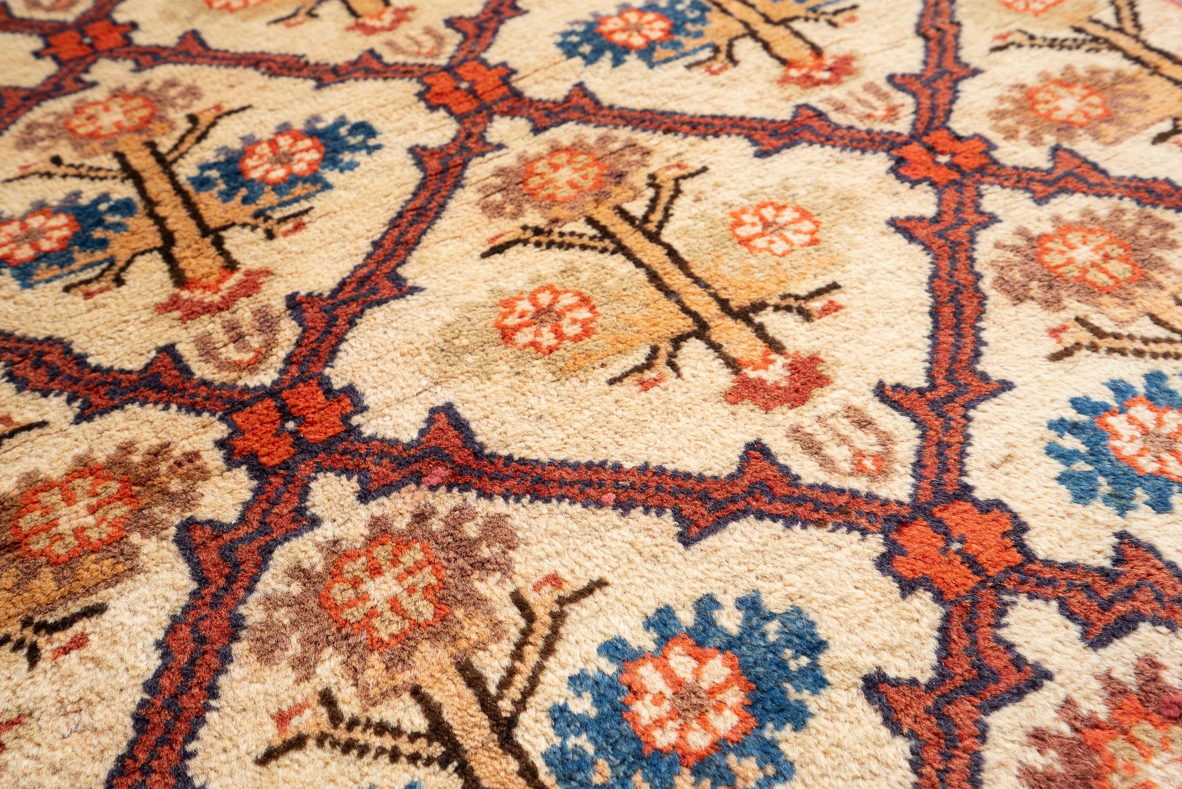 Vintage Bijar Vases Persian Rug