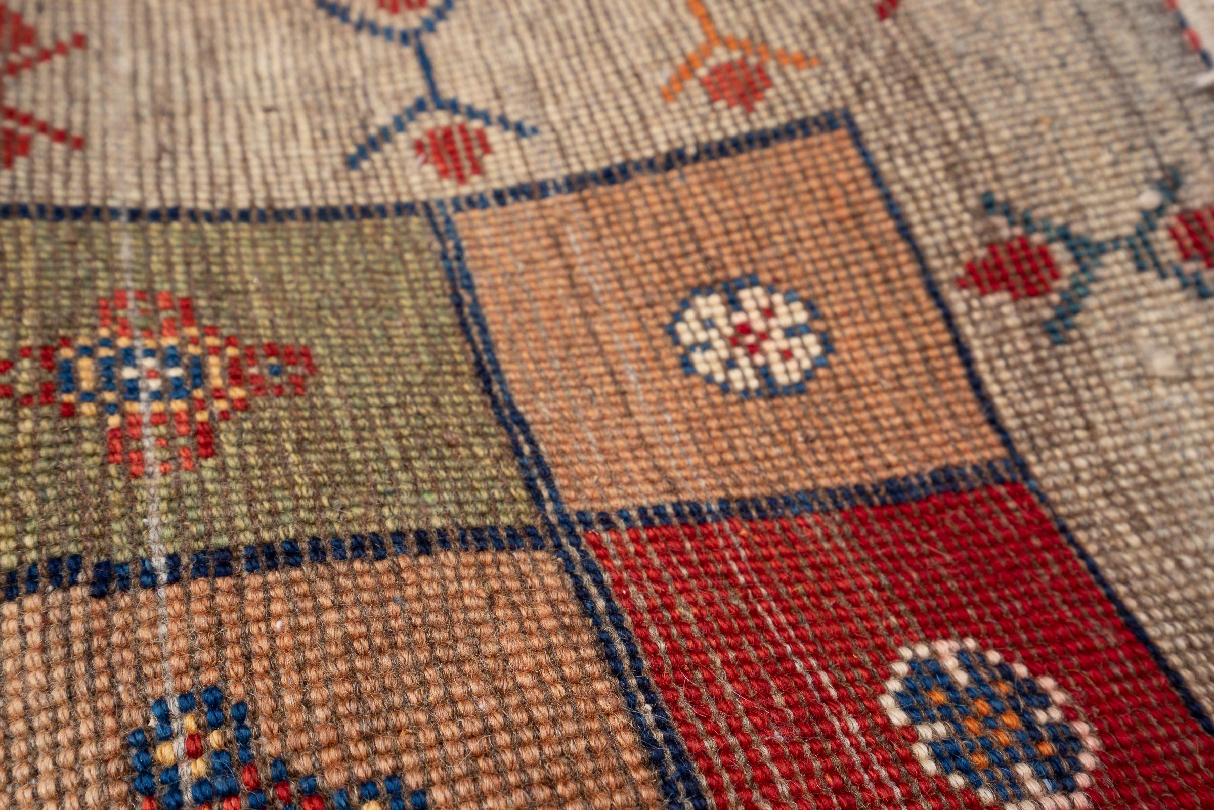 Vintage Qashqai Azonir Squares Persian Gabbeh Rug