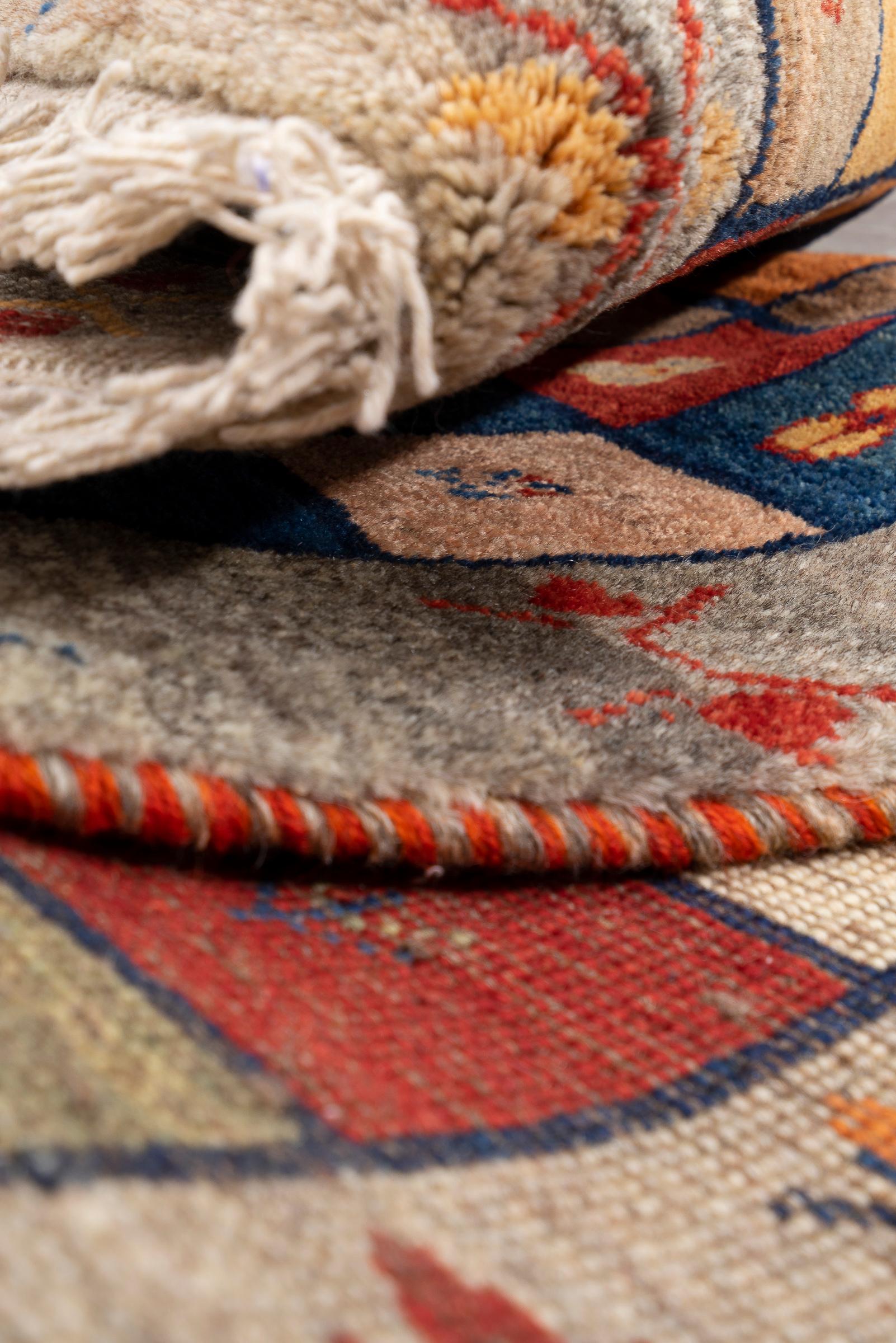 Vintage Qashqai Azonir Squares Persian Gabbeh Rug