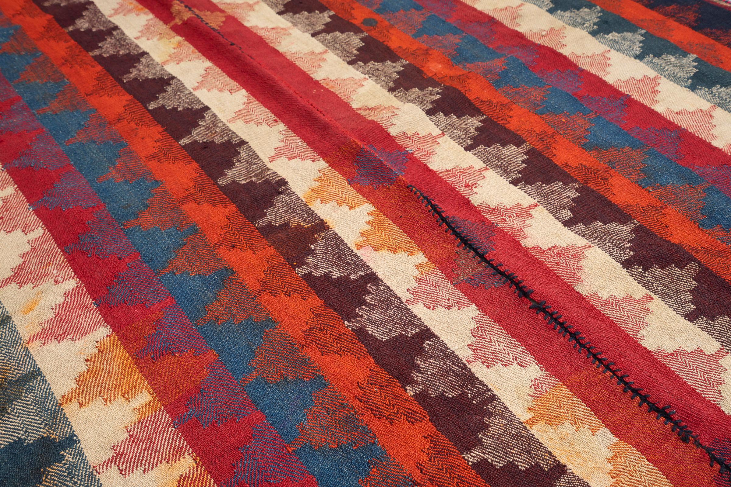 Qashqai Vintage Stripe Persian Jajim Flatweave