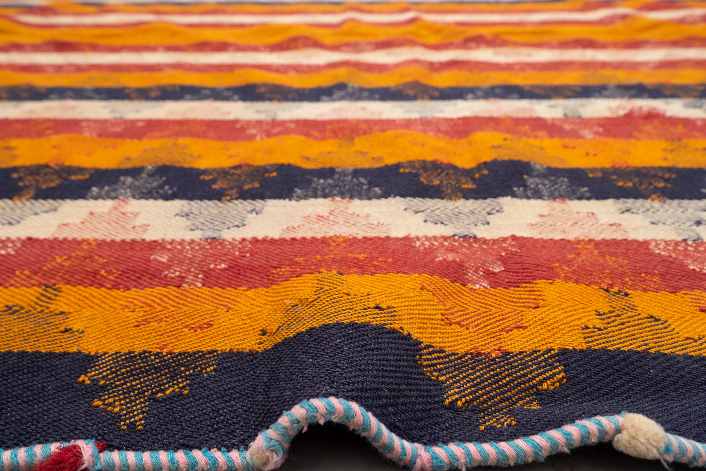 Qashqai Vintage Stripe Persian Jajim Flatweave