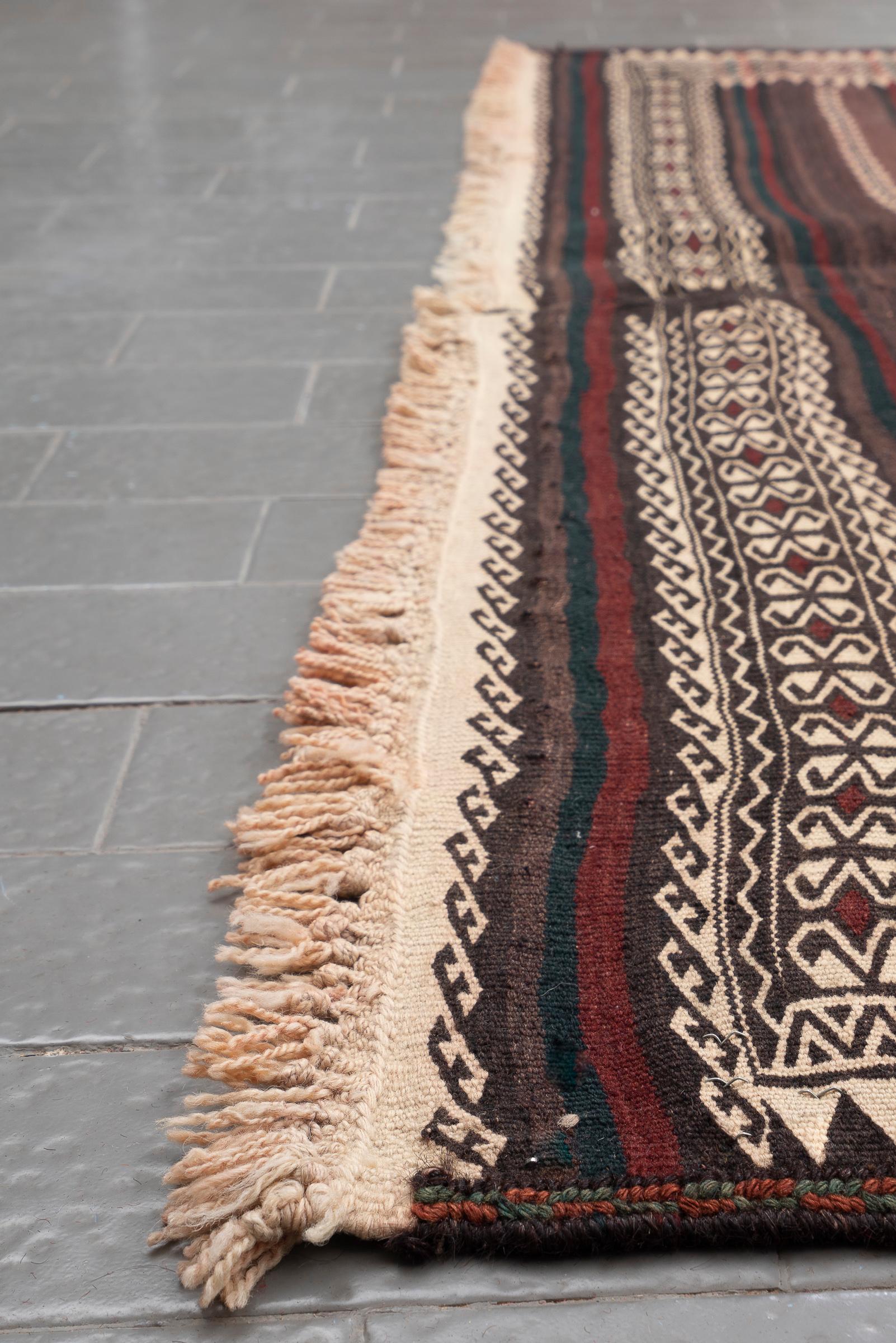Antique Baluch Muharramat Persian Kilim Rug