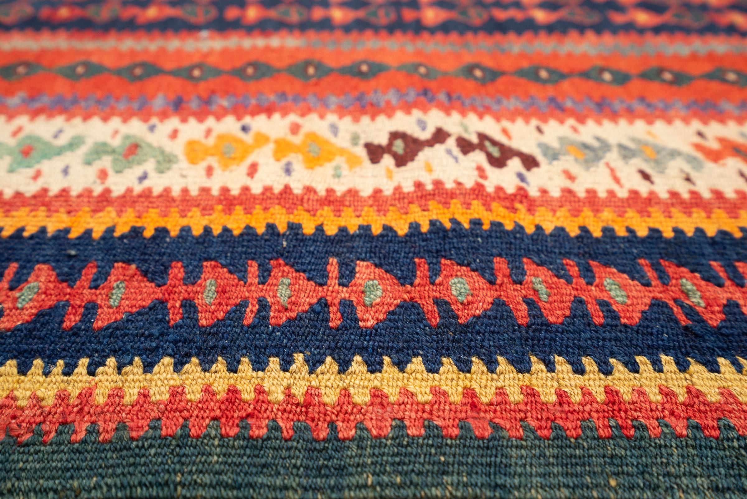 Antique Fine Harsin Scarlett Peacock Persian Kilim Rug