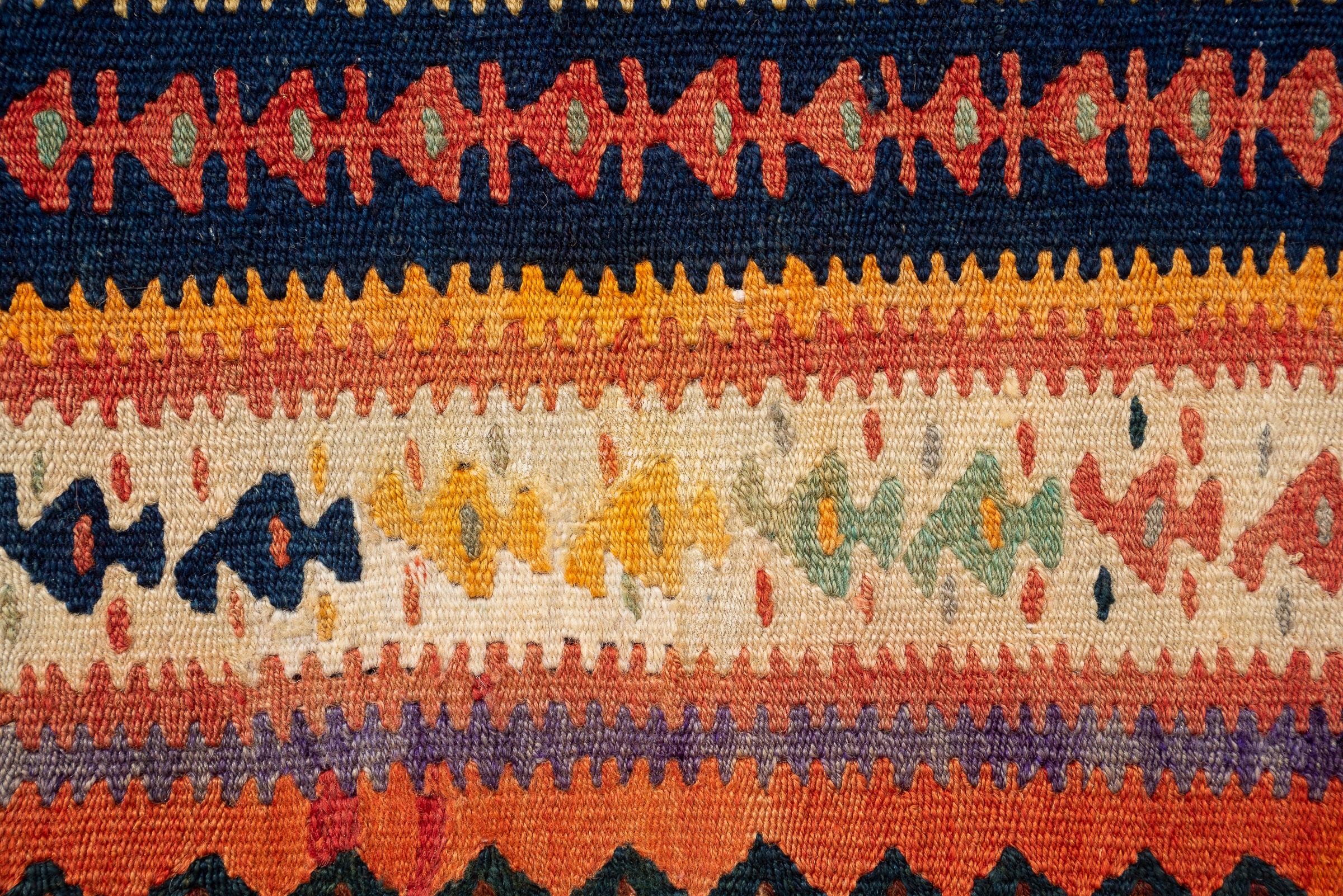 Antique Fine Harsin Scarlett Peacock Persian Kilim Rug