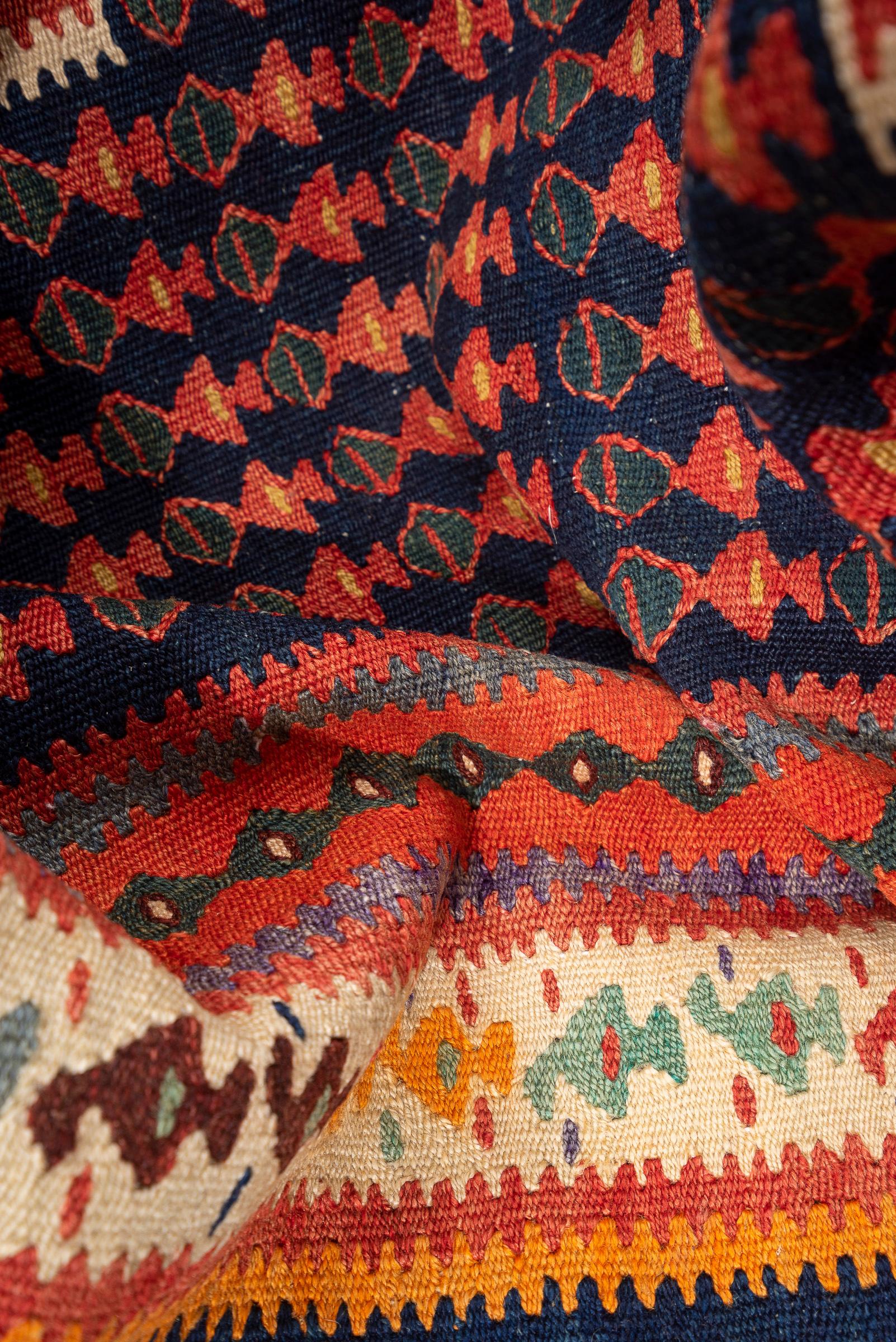 Antique Fine Harsin Scarlett Peacock Persian Kilim Rug