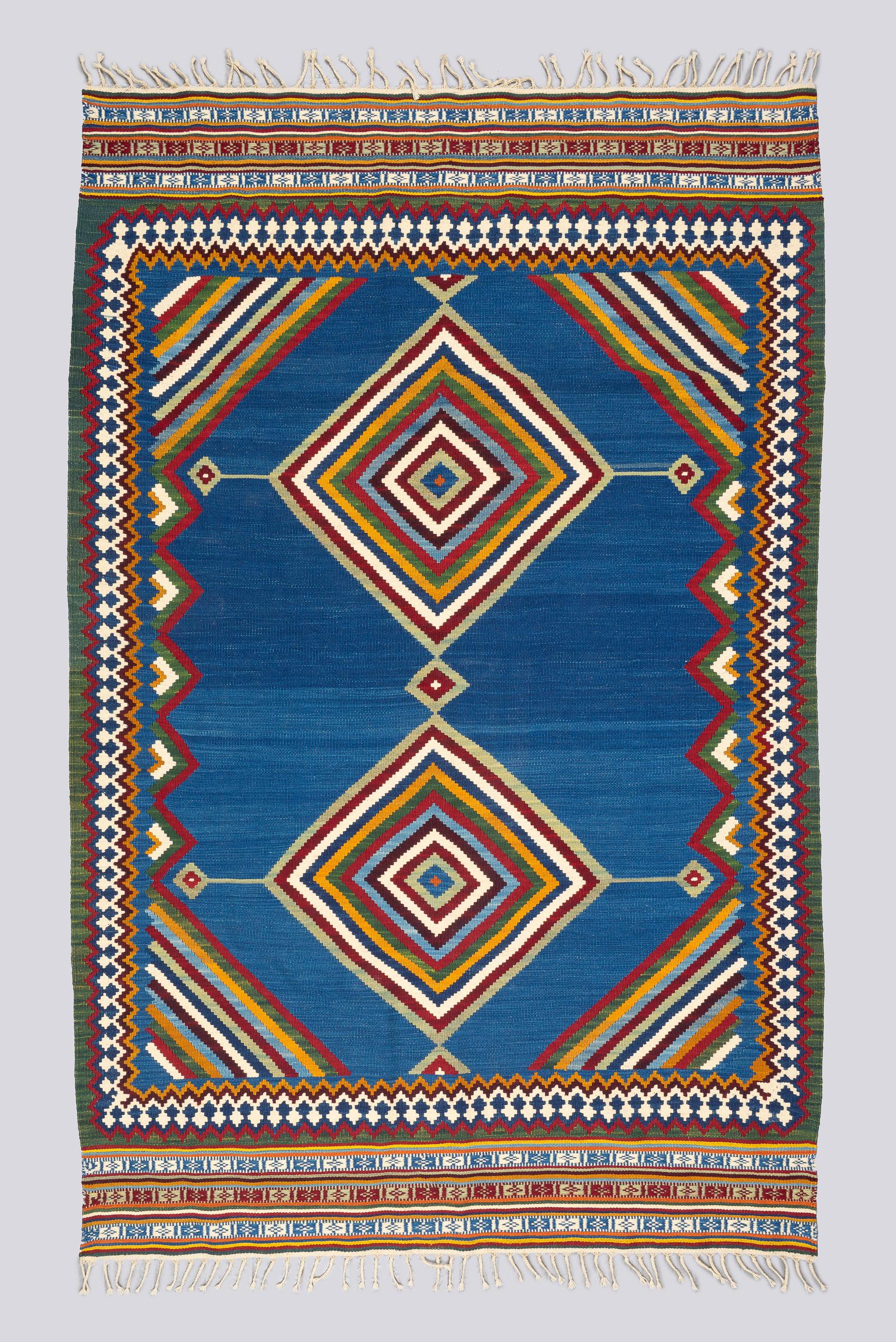 New Weave Fine Qashqai Blue DoubleToranj Kilim 3.9SQM