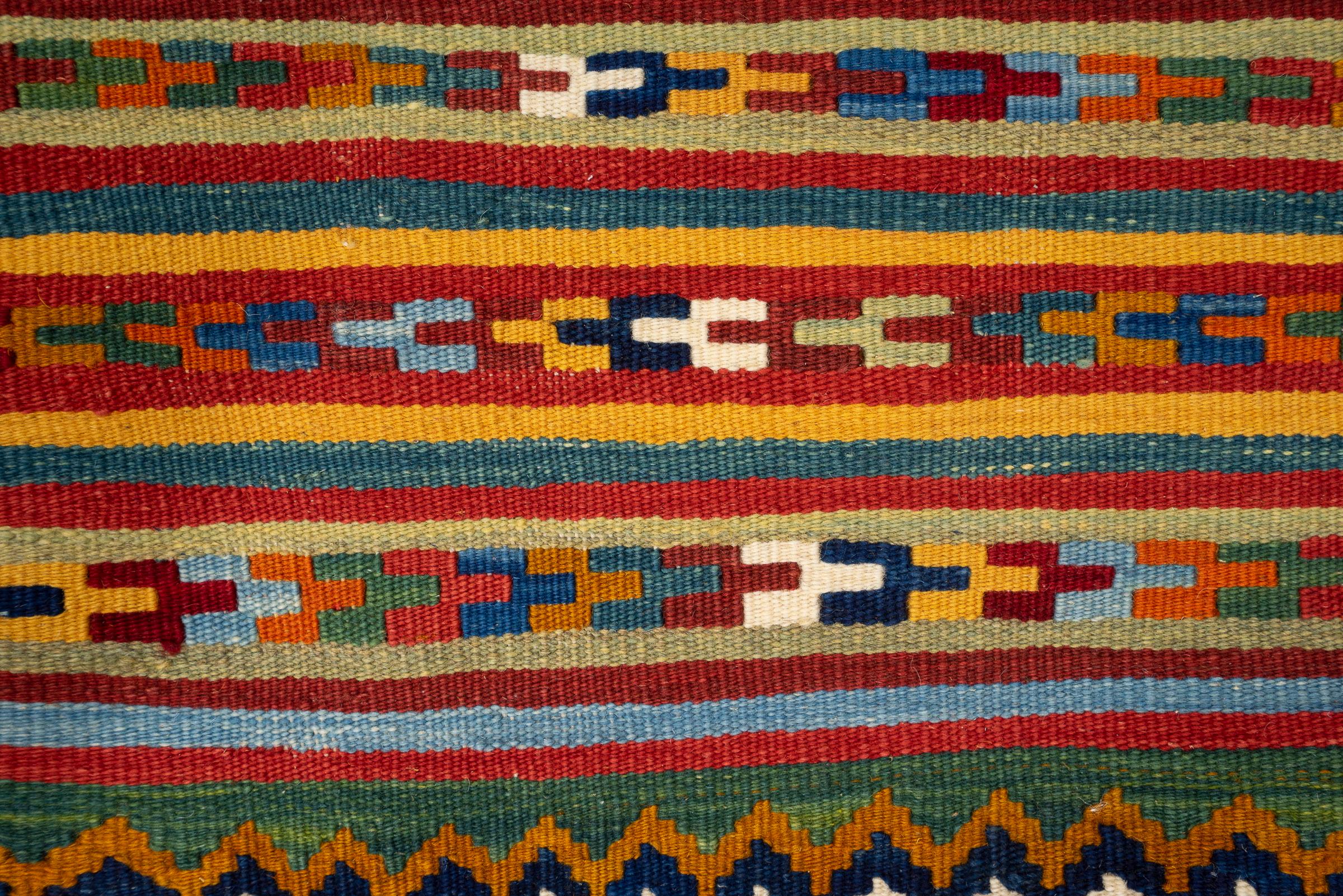 New Weave Fine Qashqai Yellow Toranj Persian Kilim Rug