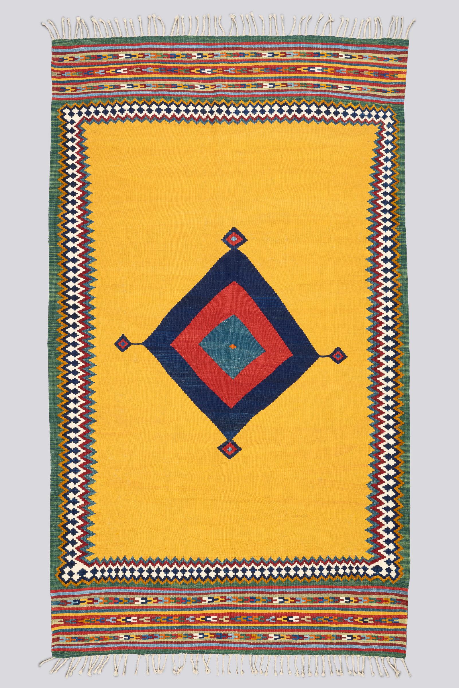 New Weave Fine Qashqai Yellow Toranj Kilim 3.8SQM