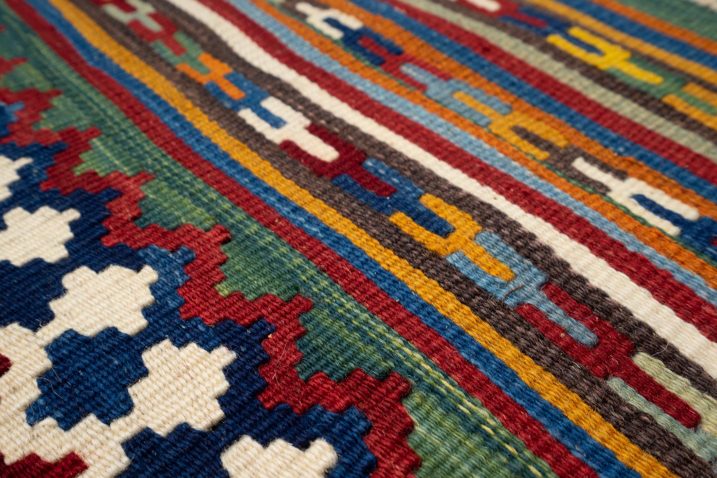 New Weave Fine Qashqai Green Toranj Persian Kilim Rug