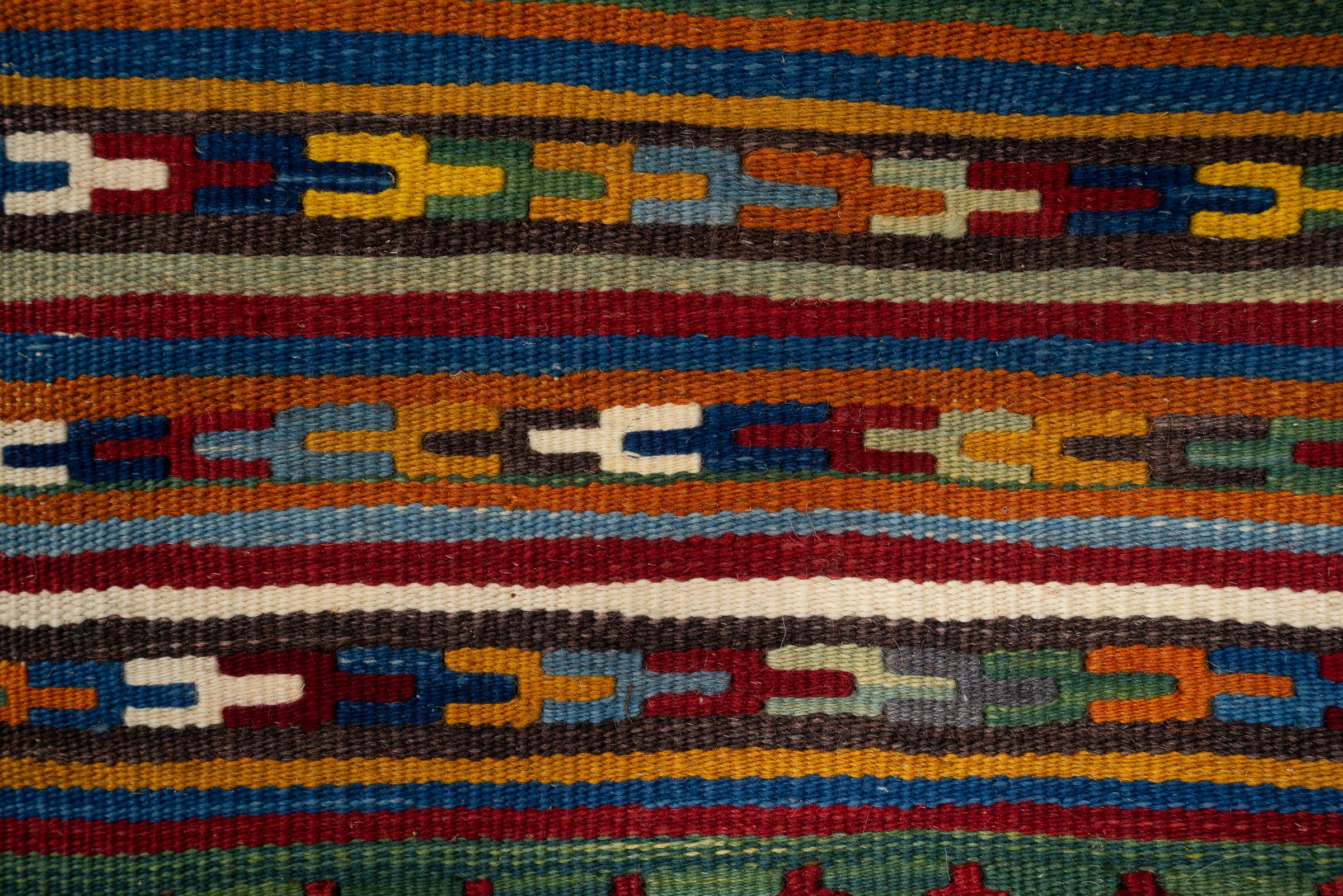 New Weave Fine Qashqai Green Toranj Persian Kilim Rug