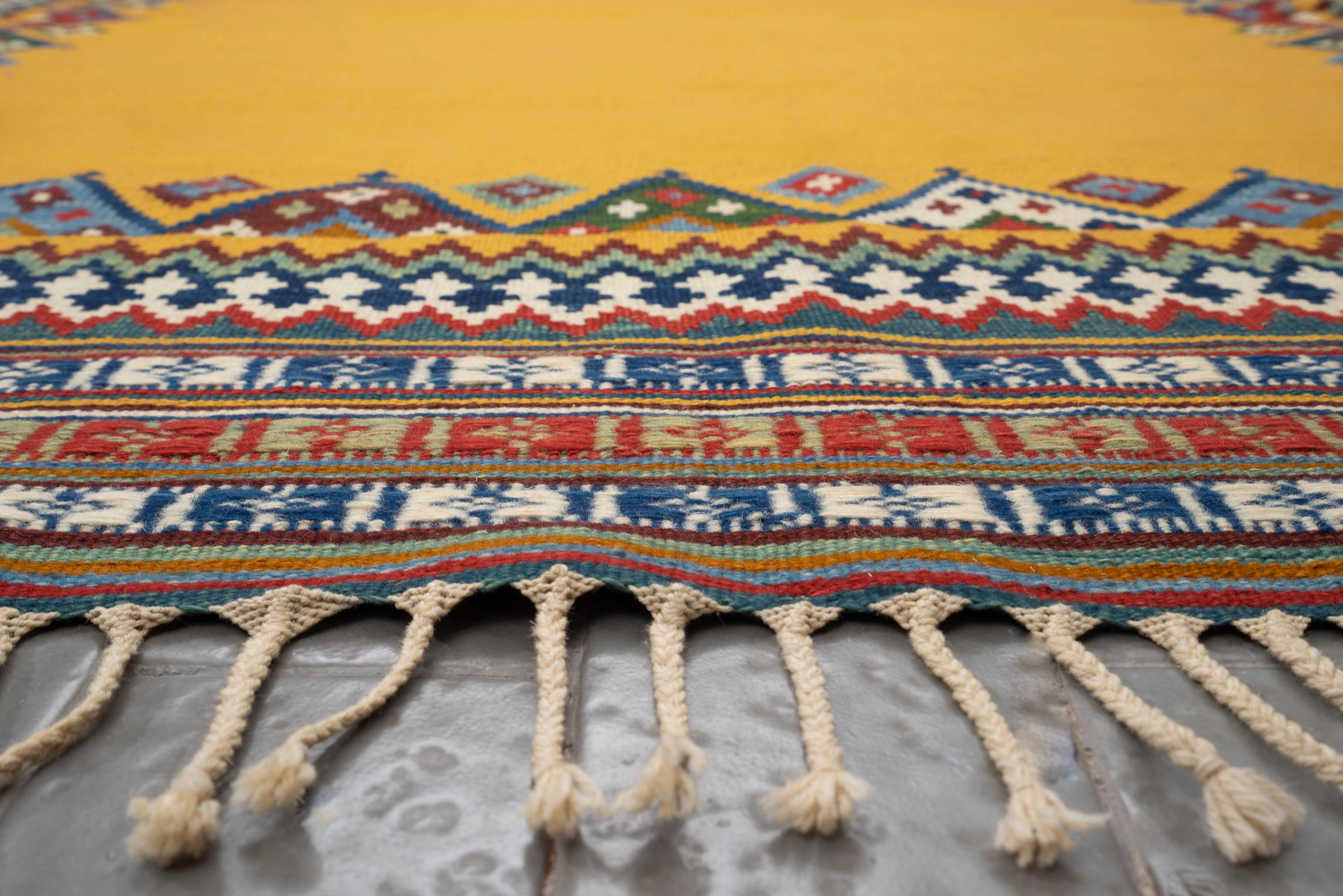 New Weave Fine Qashqai Yellow field Persian Kilim Rug