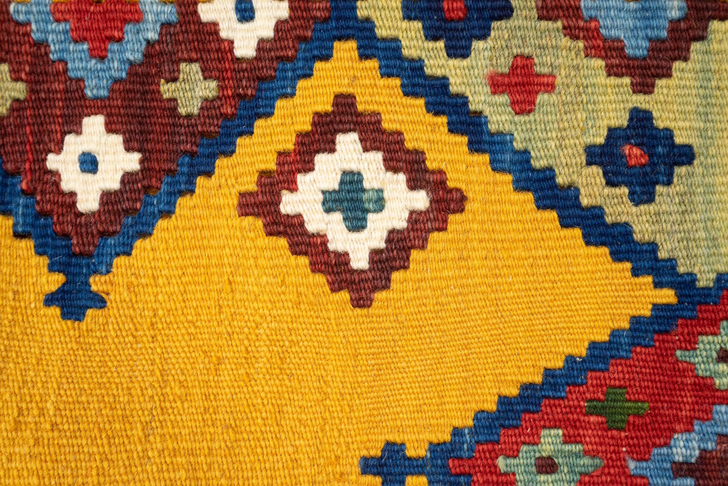 New Weave Fine Qashqai Yellow field Persian Kilim Rug