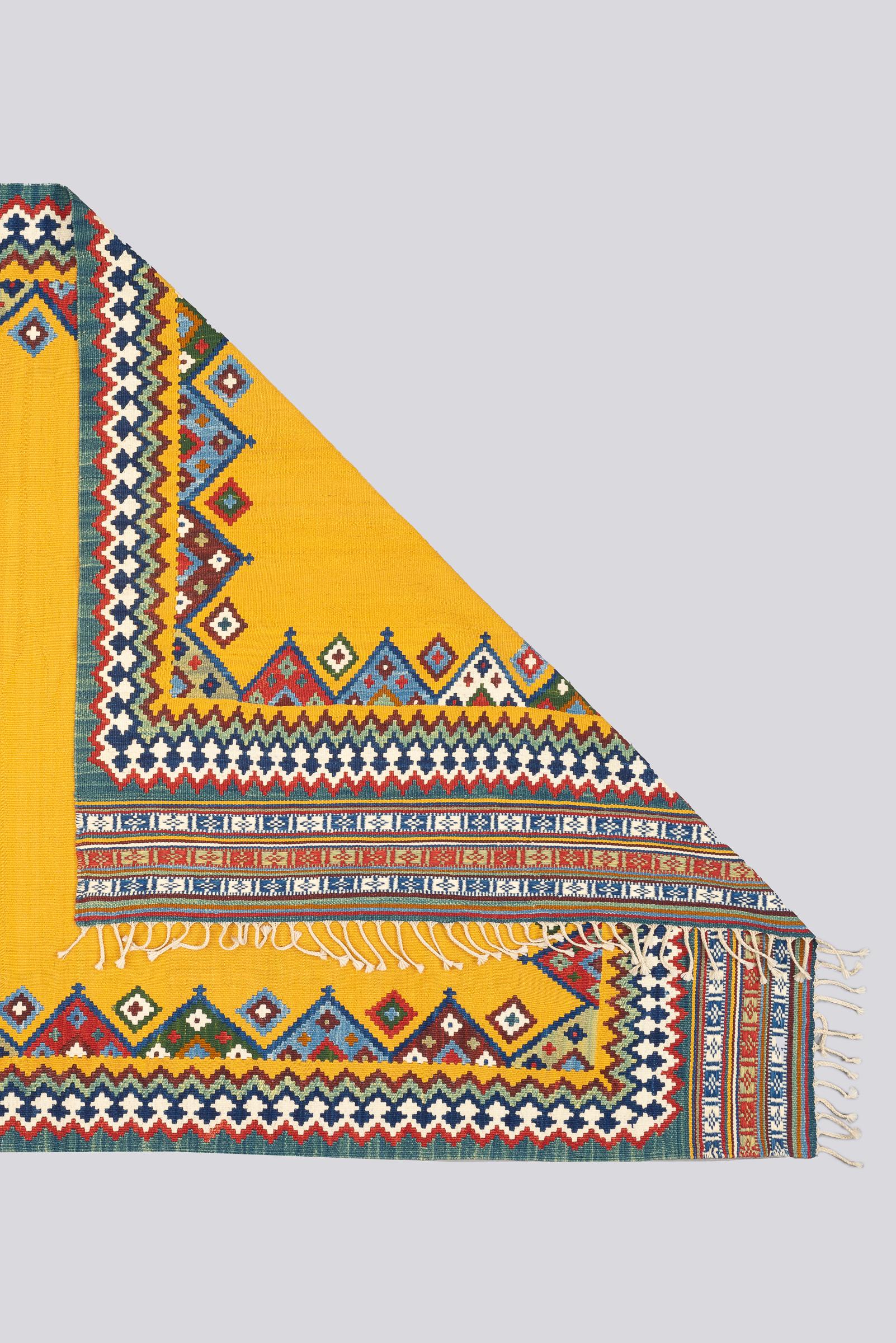 New Weave Fine Qashqai Yellow field Persian Kilim Rug