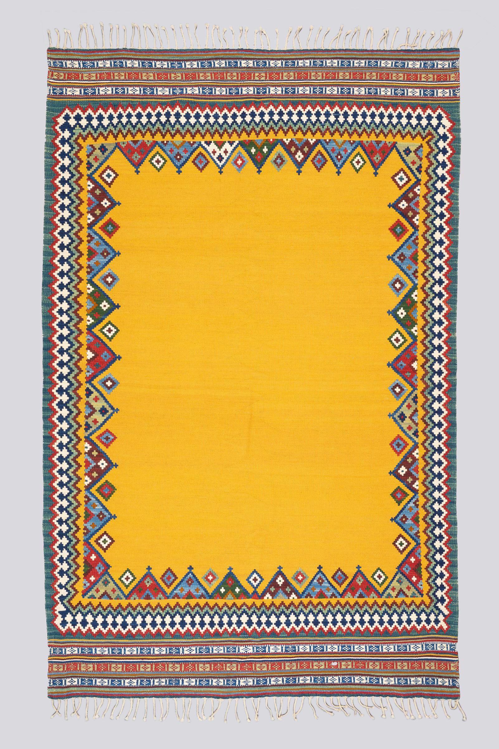New Weave Fine Qashqai Yellow field Kilim 4SQM
