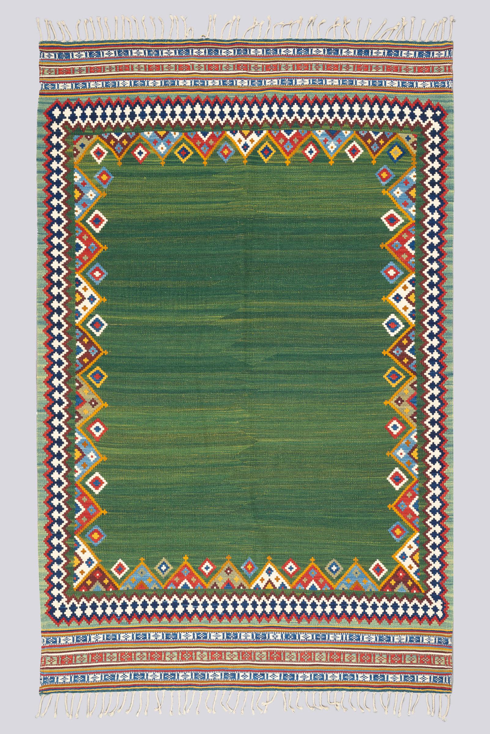New Weave Fine Qashqai Green Fields Kilim 4SQM