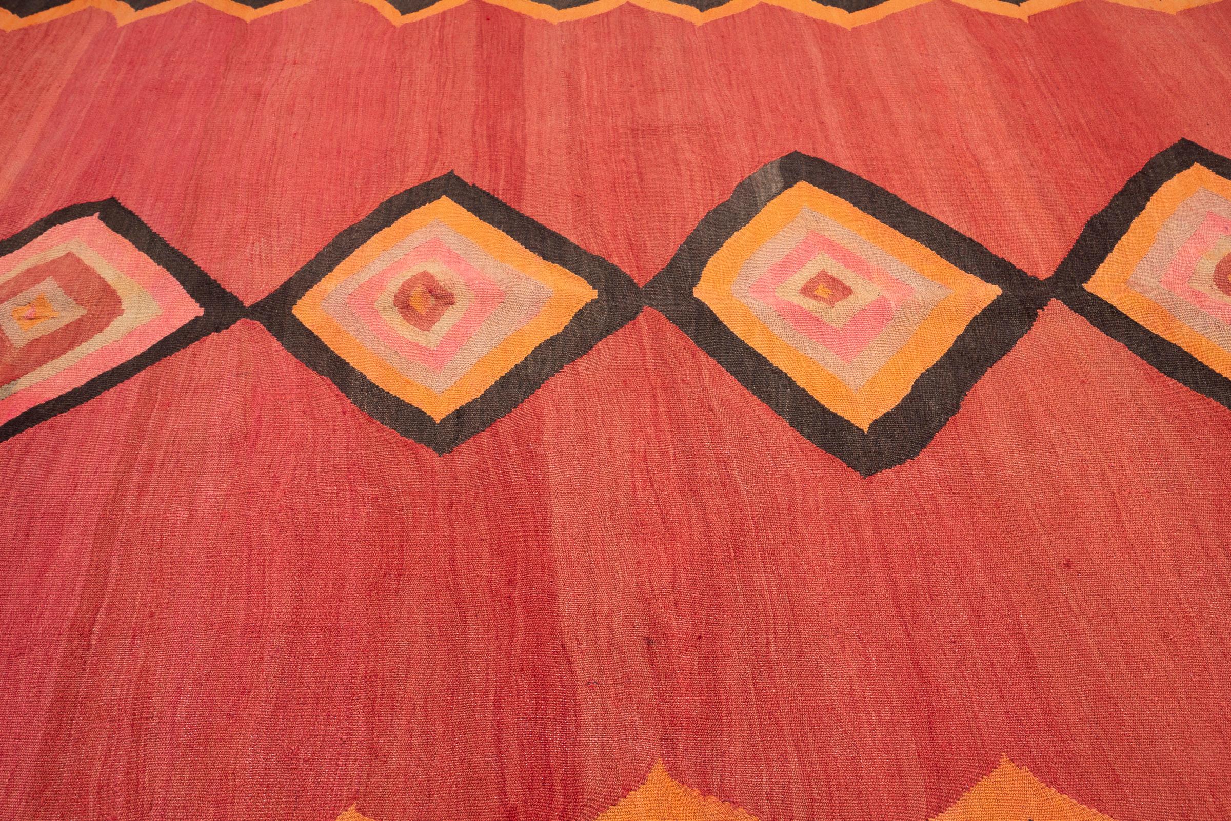 Antique Zanjan 7 Toranj Persian Kilim Rug