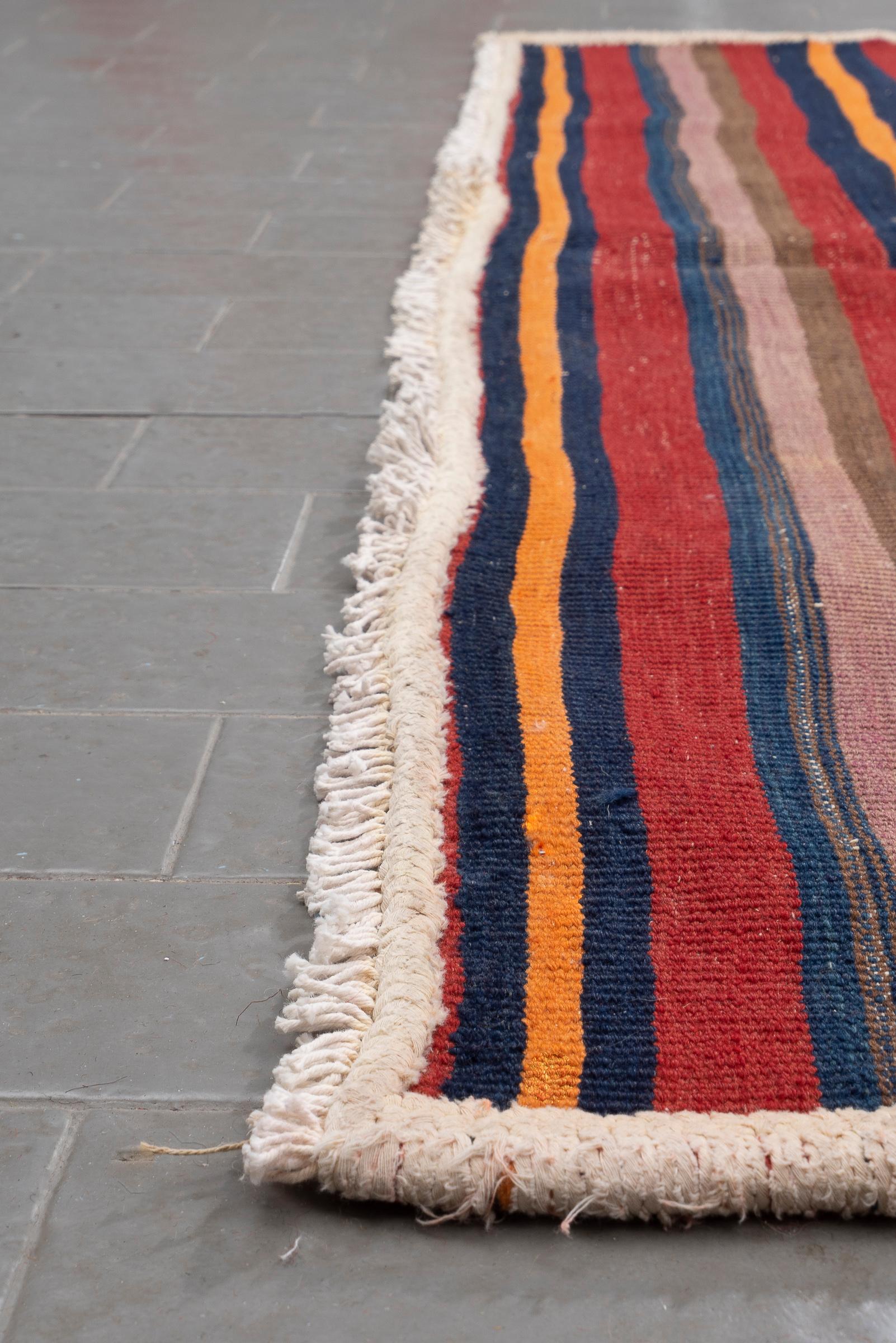 Vintage Lor Fars Stripes Persian Kilim Rug