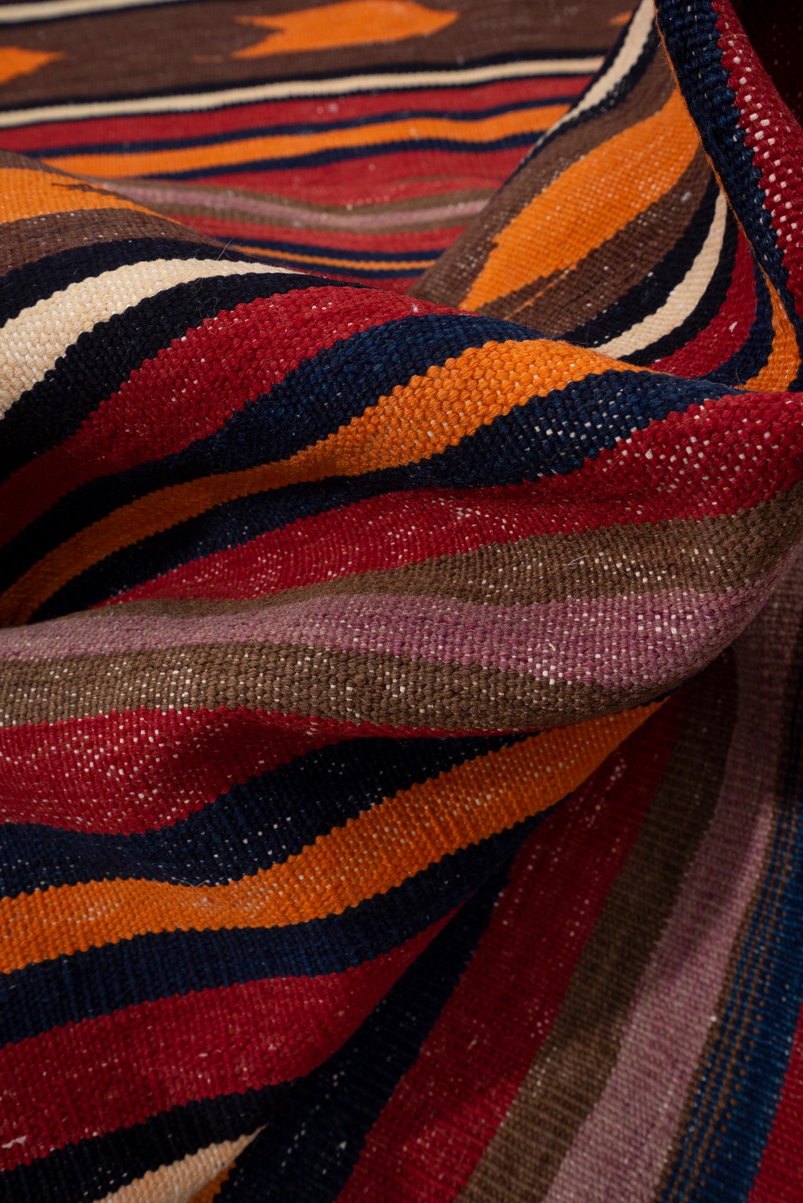 Vintage Lor Fars Stripes Persian Kilim Rug