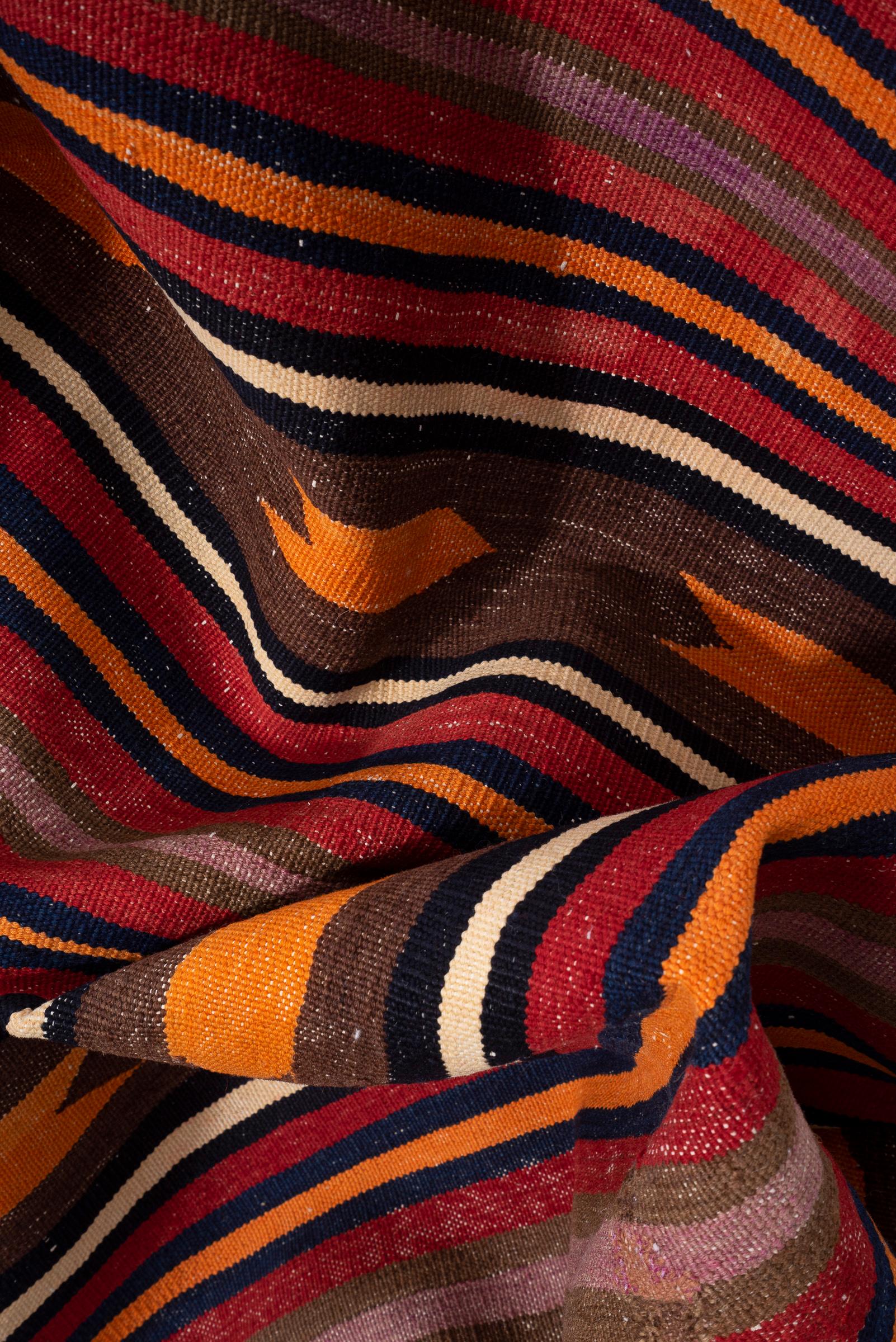 Vintage Lor Fars Stripes Persian Kilim Rug