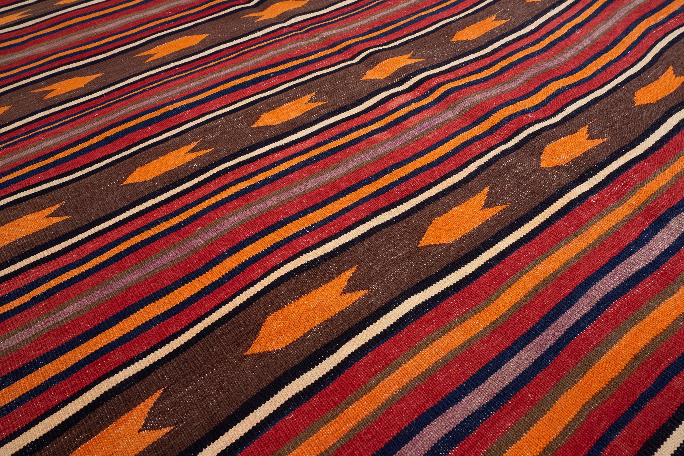 Vintage Lor Fars Stripes Persian Kilim Rug