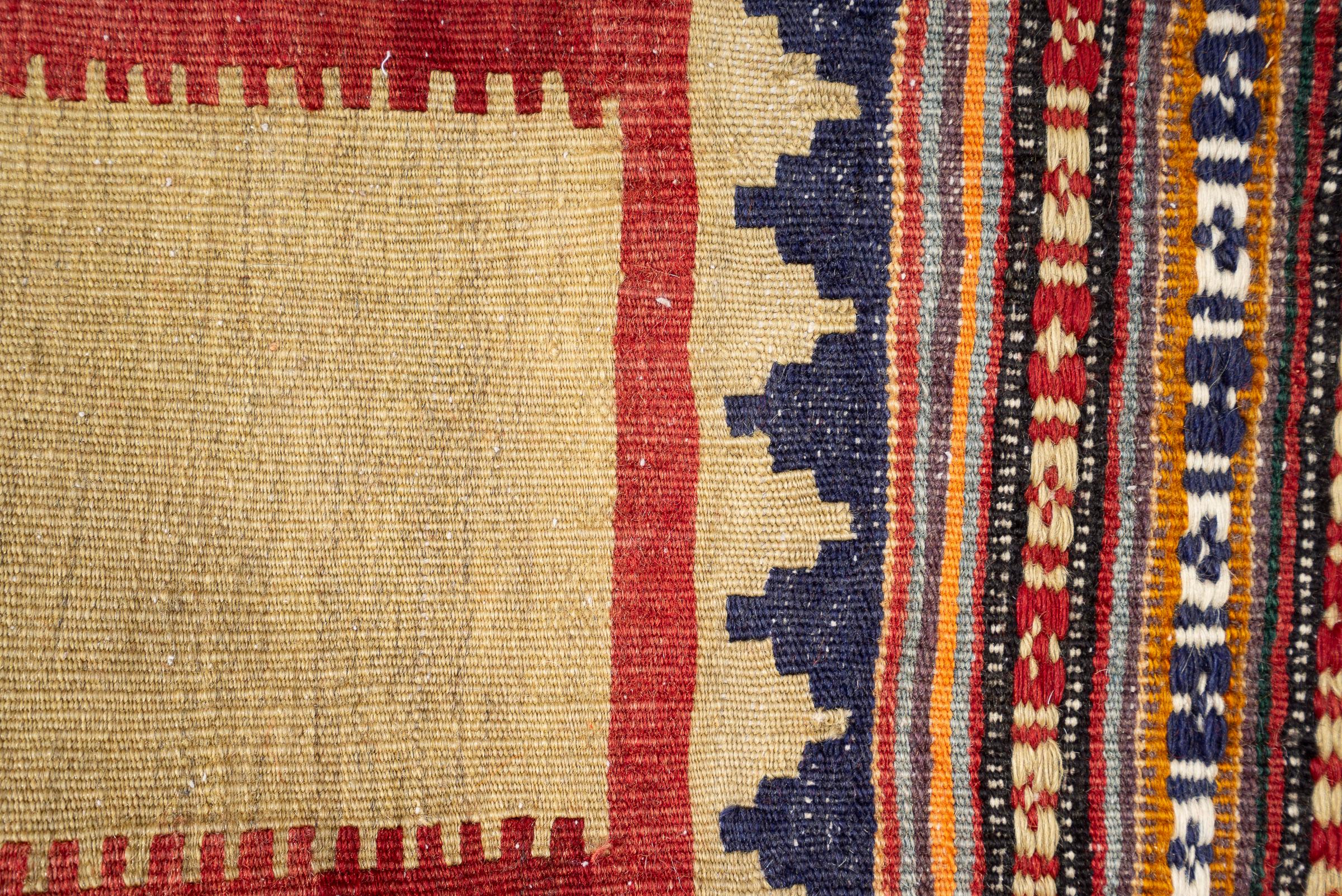 Antique Qashqai Squares Persian Kilim Rug