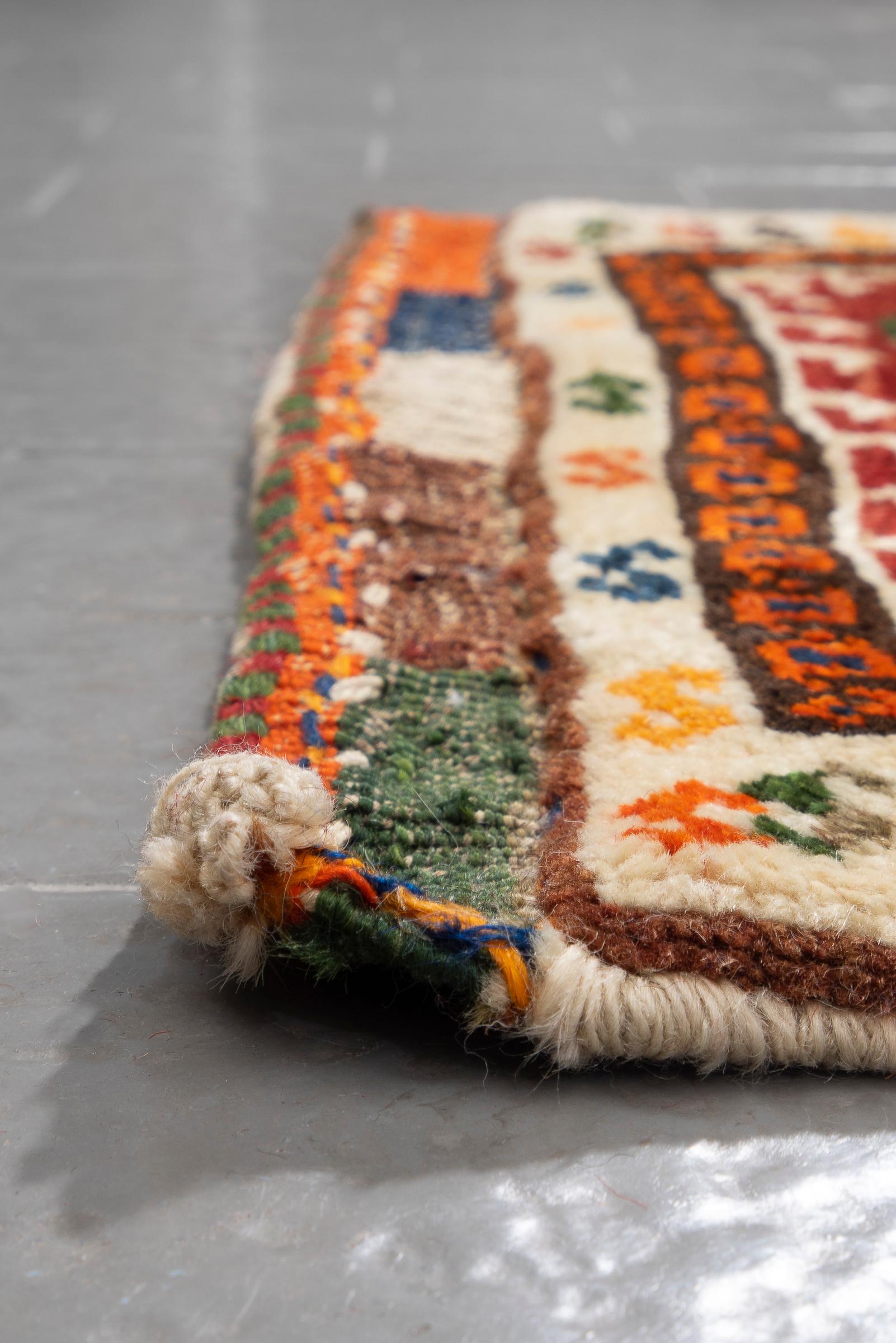 Vintage Lor Fars Opened Saddle Bag Persian Runner Rug